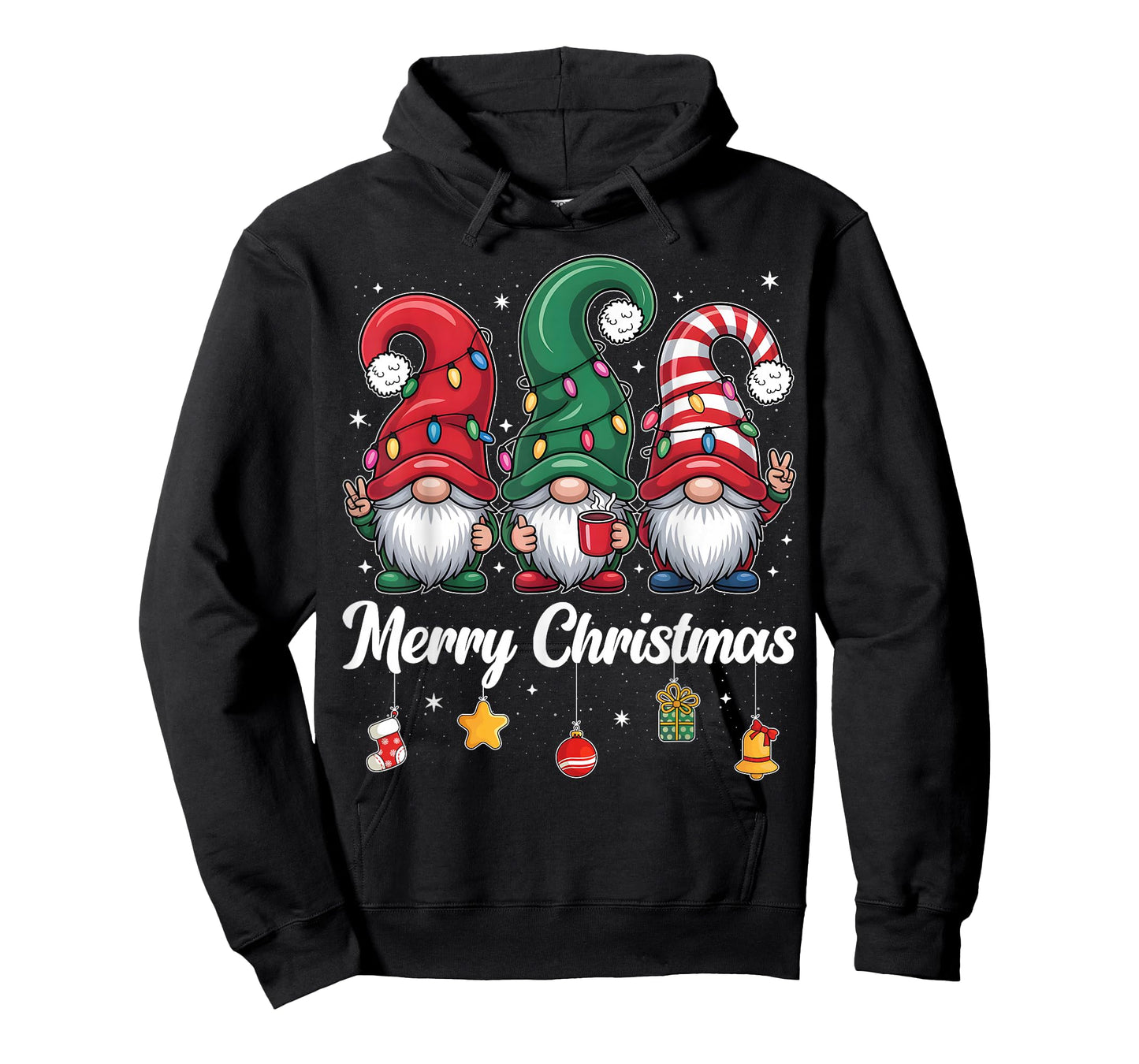 Cute Three Gnomes Merry Christmas Women Girls Kids Family T-Shirt