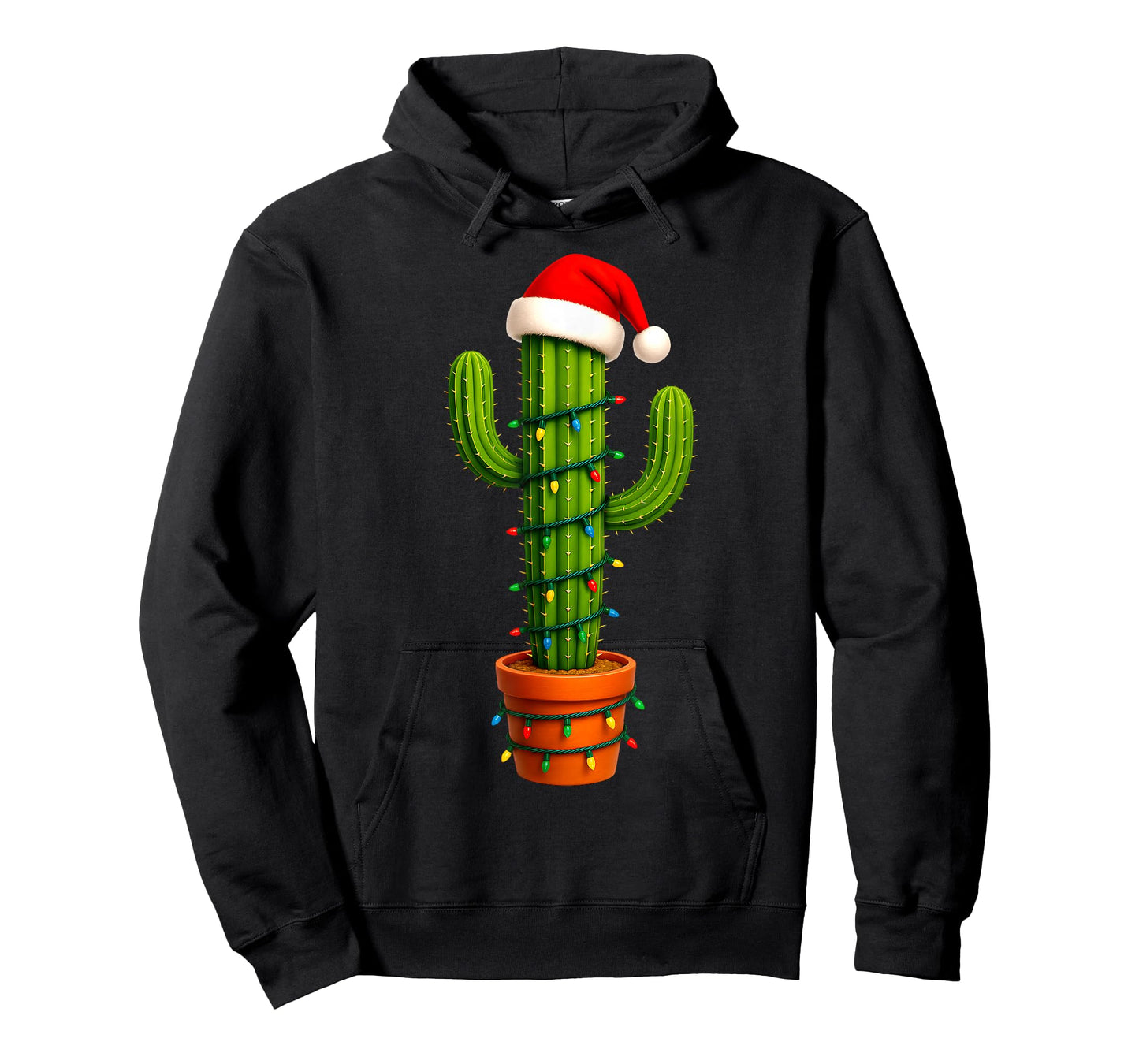 Funny Cactus Santa Hat Xmas Tree Lights Merry Christmas PJS T-Shirt