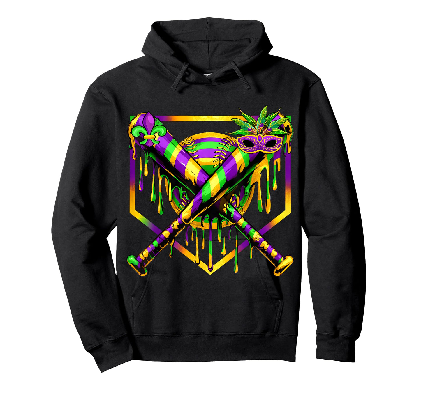 Baseball Mardi Gras Carnival Party Mask Ice Cream Drip Boys T-Shirt