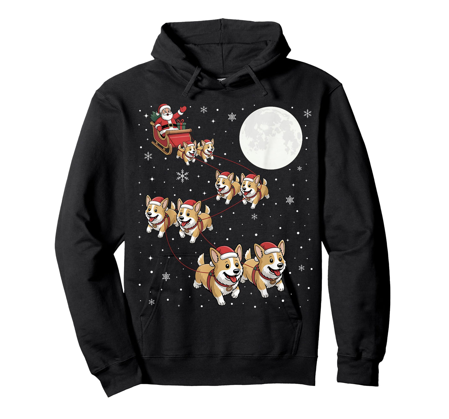 Corgi Dog Xmas Pajama Matching Santa Claus Riding Christmas T-Shirt