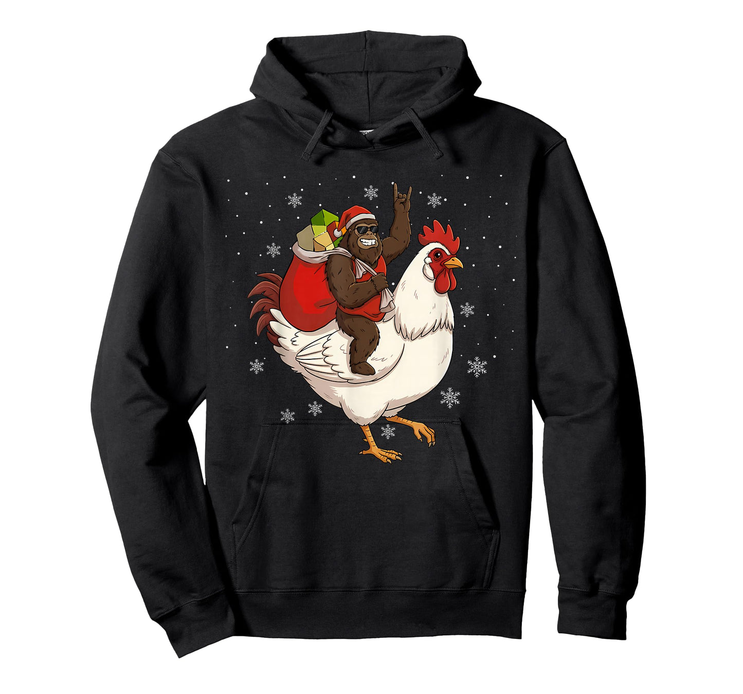 Bigfoot Riding Chicken Deer Xmas Chicken Christmas T-Shirt