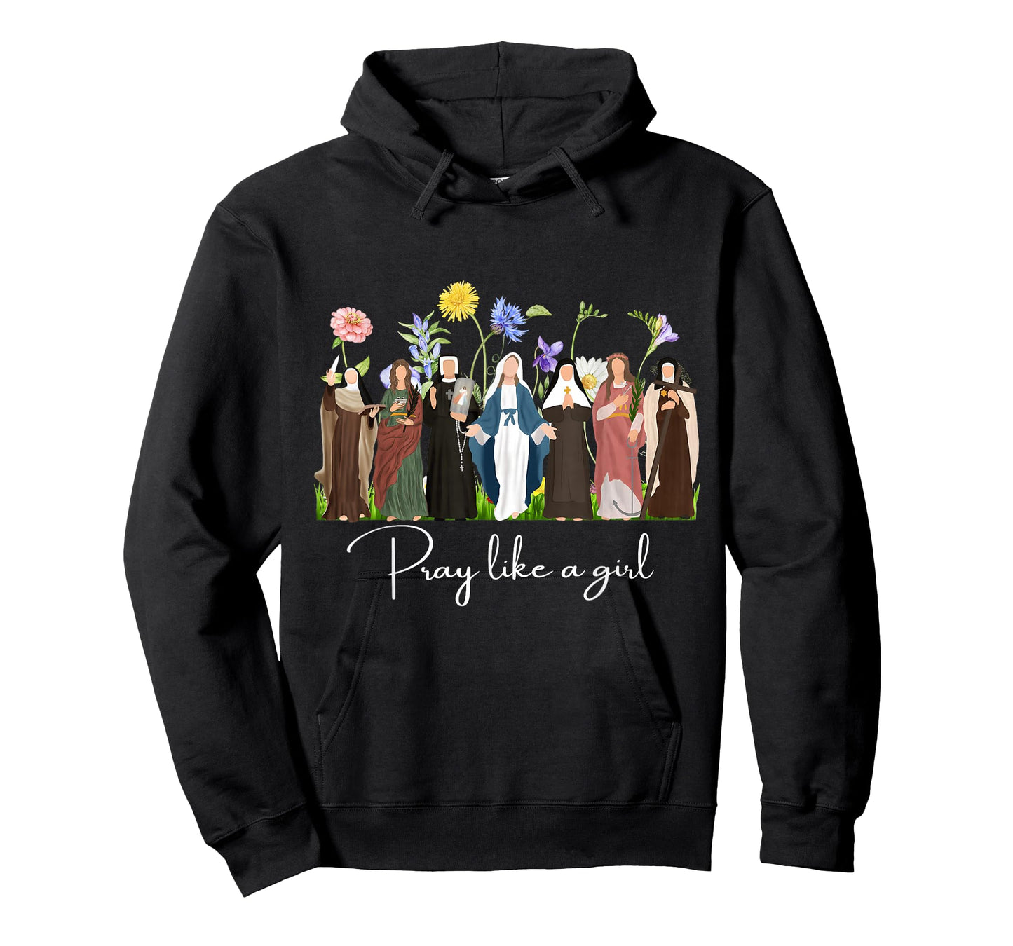 Pray Like A Girl Saints Christian Religious Catholic Women T-Shirt