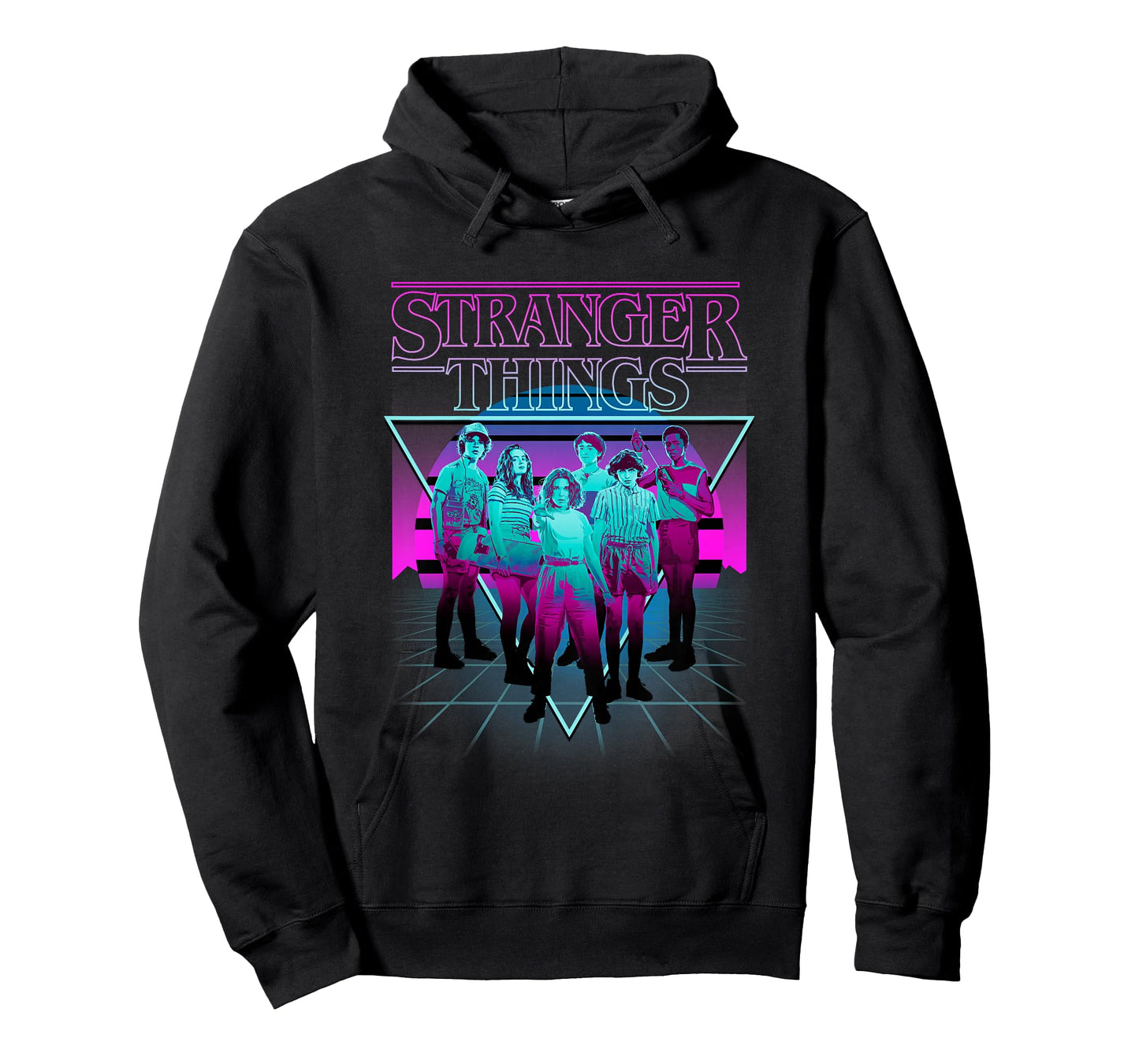 Stranger Things Group Shot Neon Triangle T-Shirt