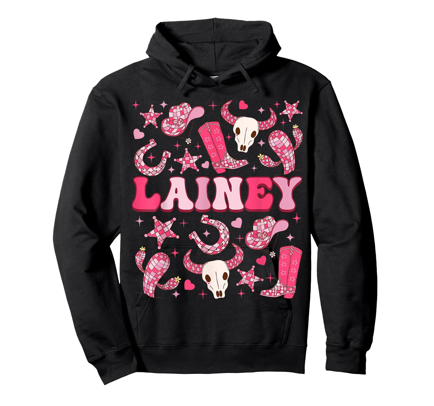 Girl Retro Lainey Groovy Cowgirl First Name Personalized 80s T-Shirt