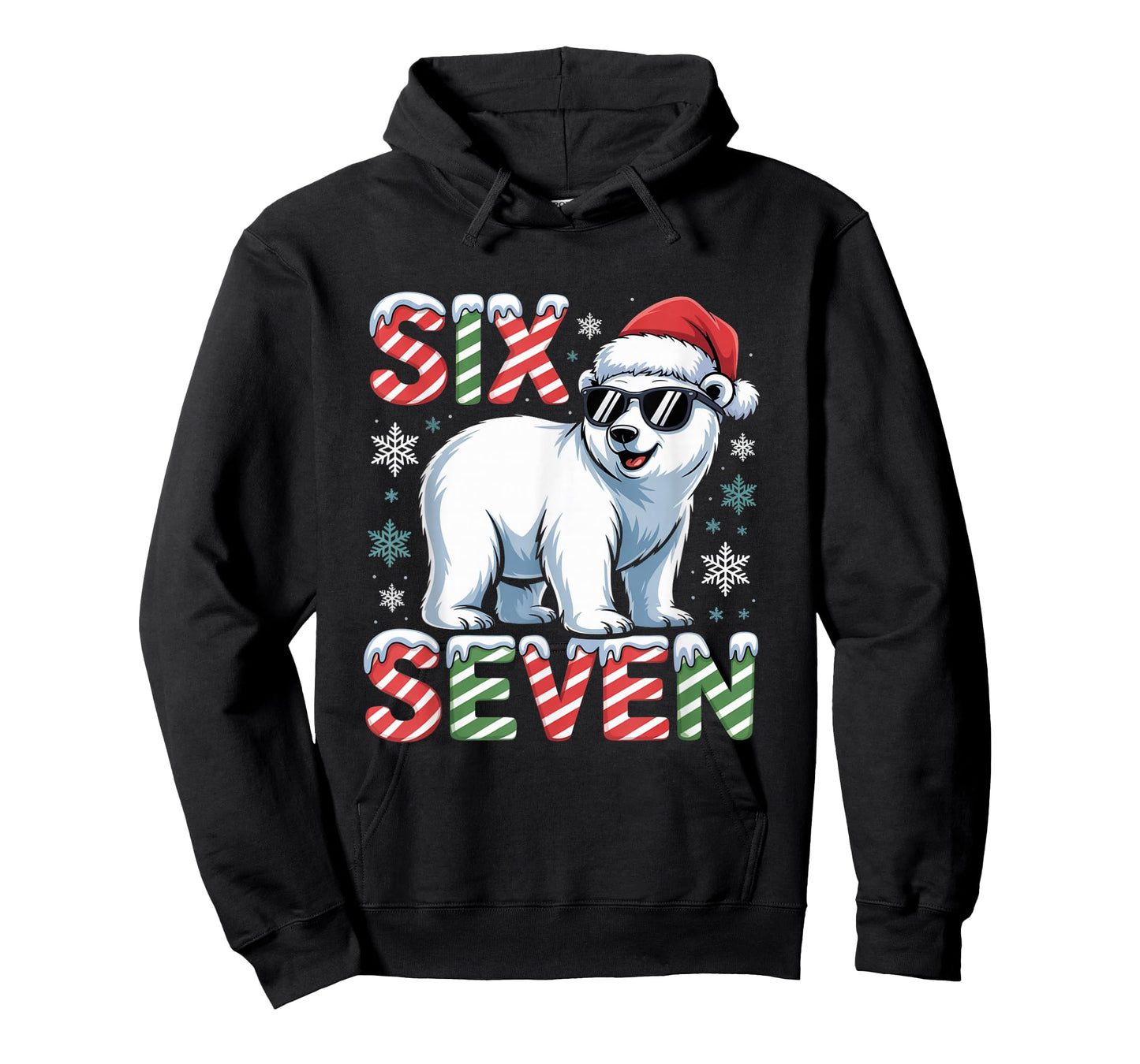 Funny Six Seven Polar Bear Christmas 67 Santa Hat Winter T-Shirt