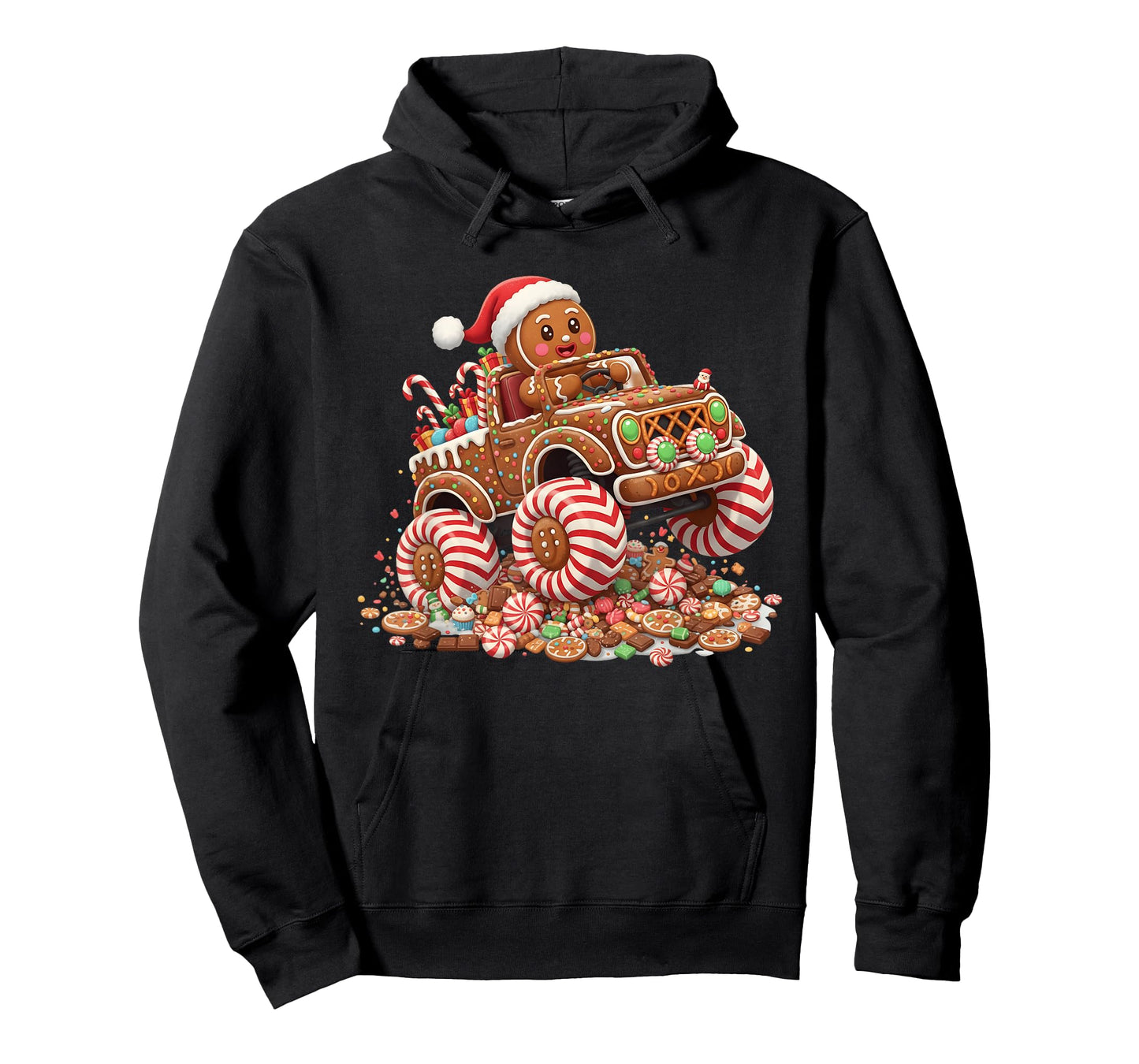 Funny Monster Truck Gingerbread Xmas Baking Men Women Kids T-Shirt