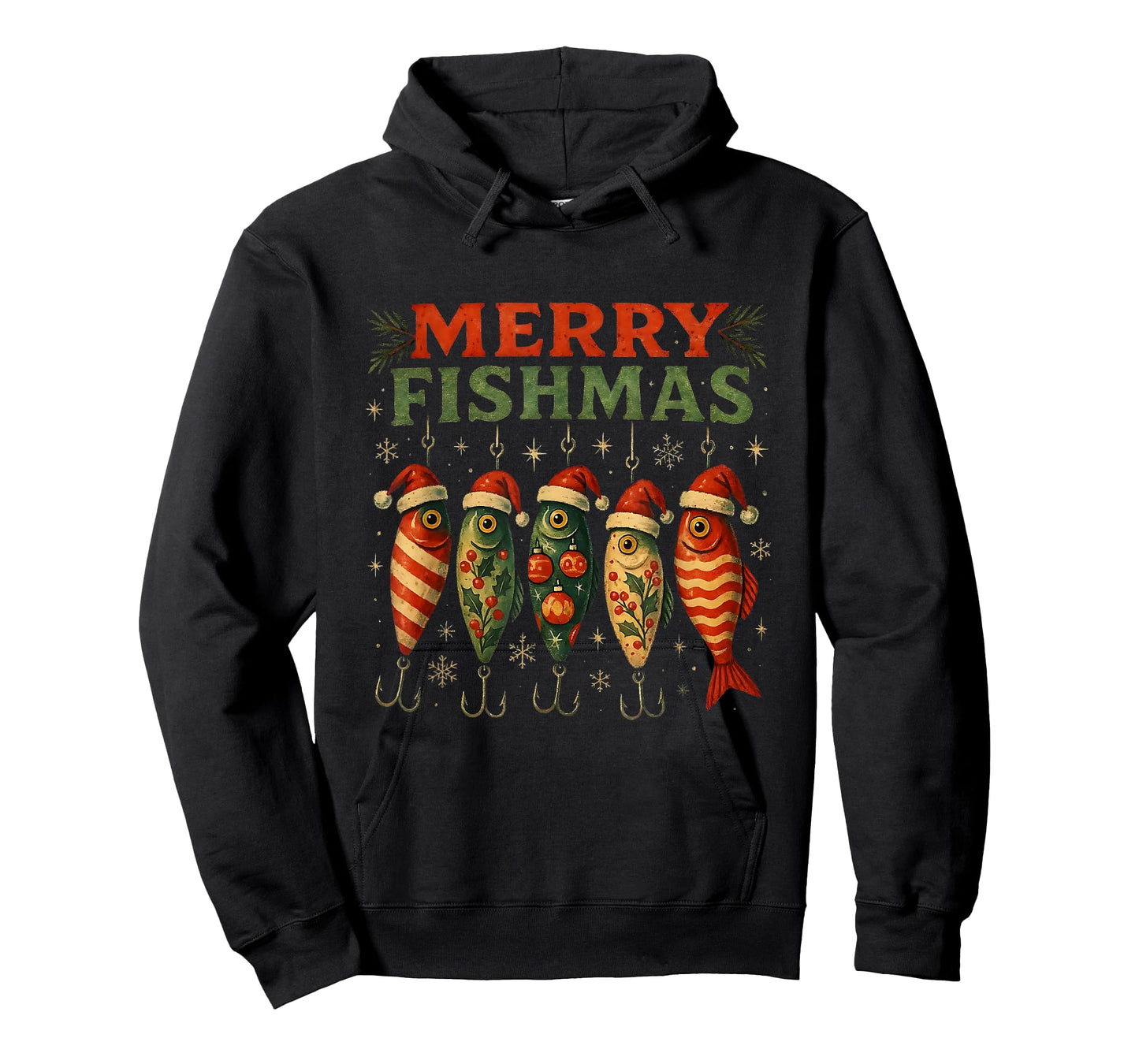 Merry Fishmas Funny Fishing Christmas Design T-Shirt