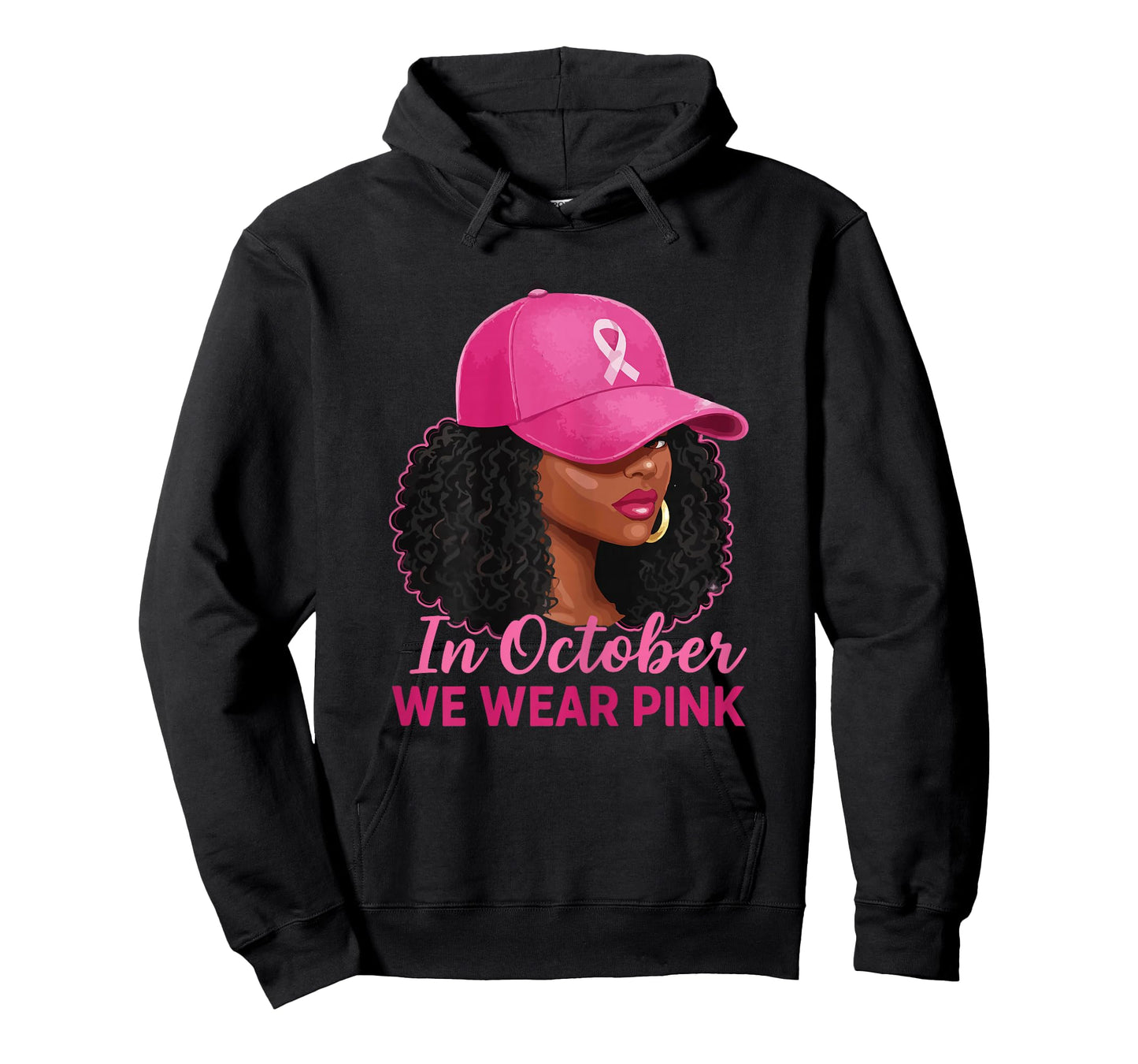 in October We Wear Pink Black Women Breast Cancer Awareness T-Shirt