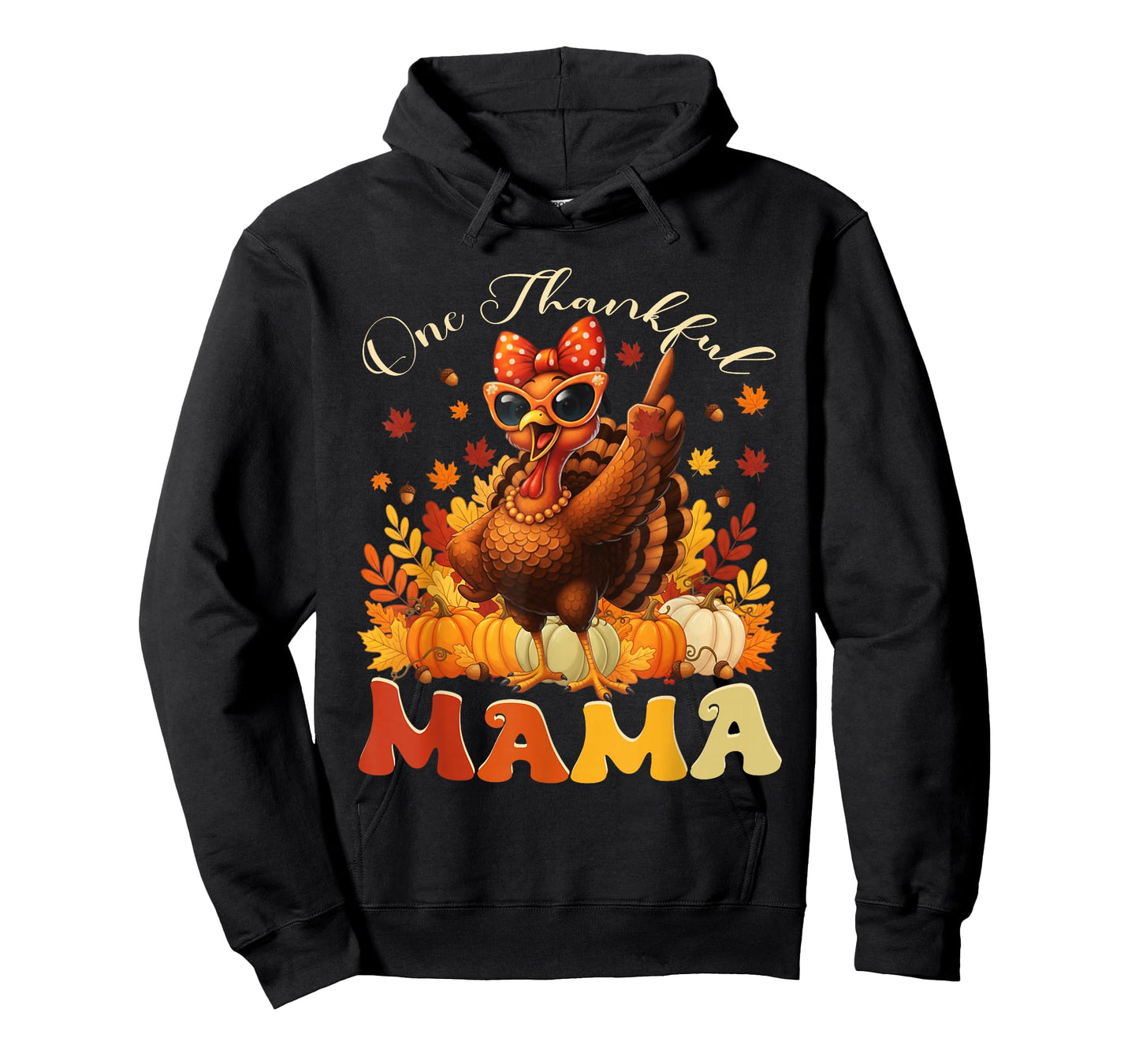 One Thankful Mama Thanksgiving Family Funny Turkey Women T-Shirt