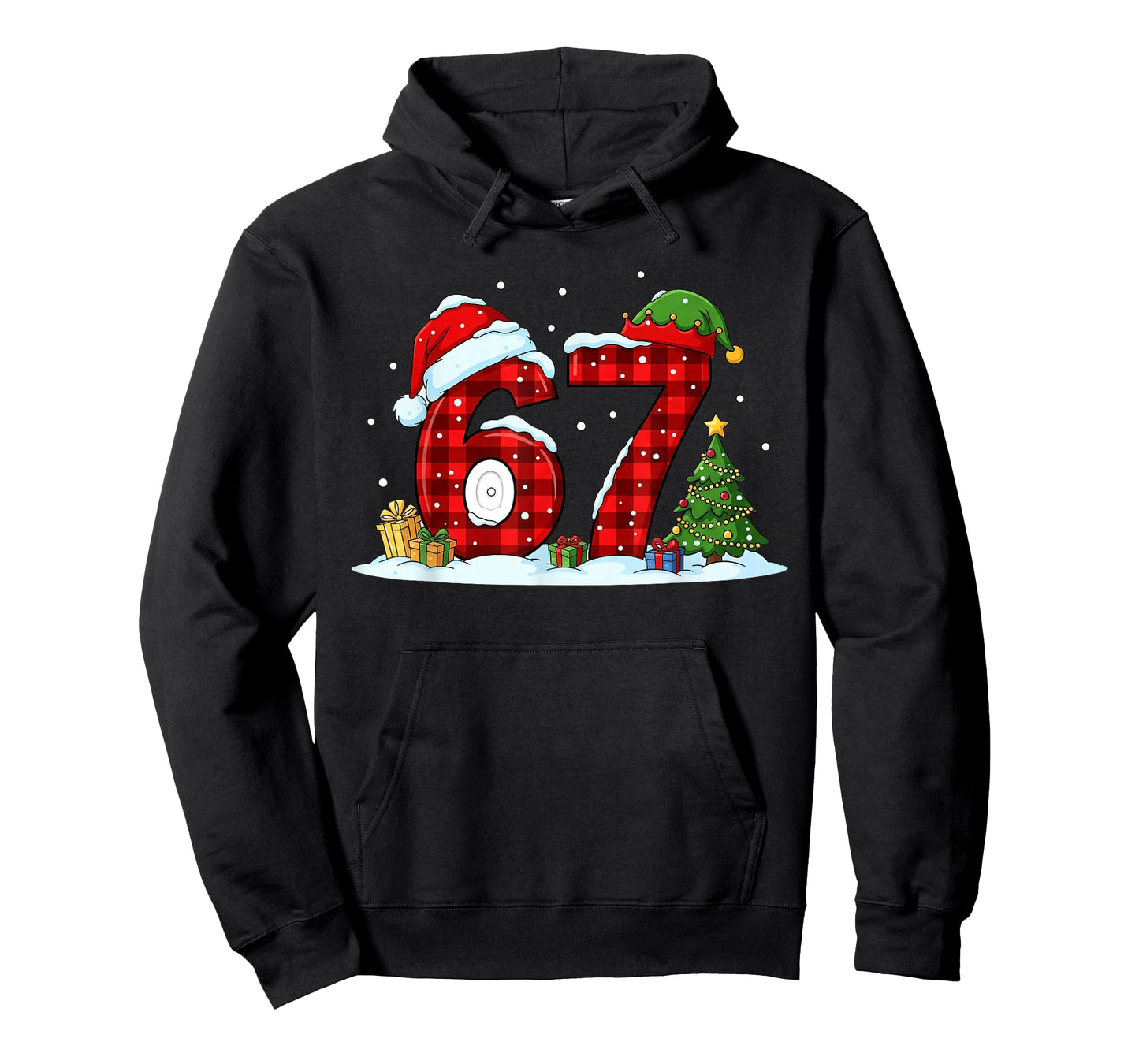 Funny 67 Meme Six Seven Christmas Buffalo Red Plaid Pajama T-Shirt