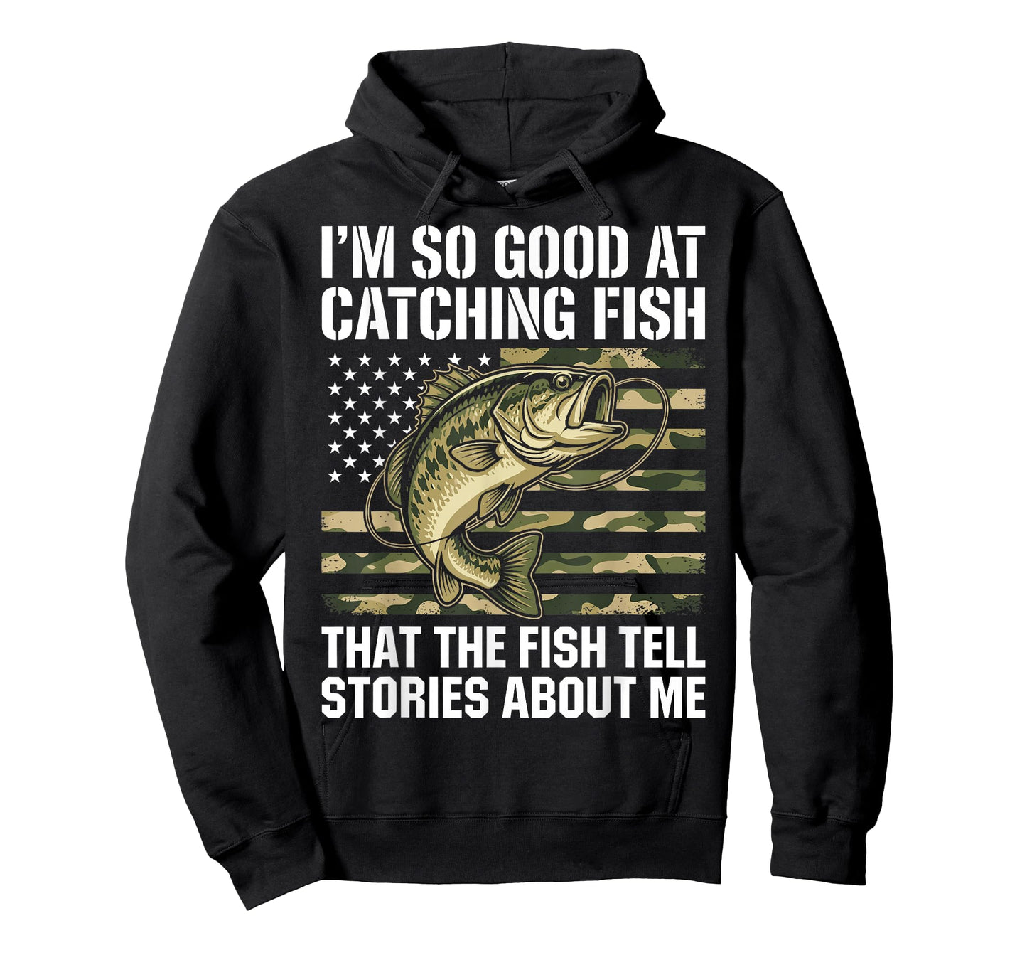 Funny Patriotic Fishing Stories Bass Catching Camo for Men T-Shirt