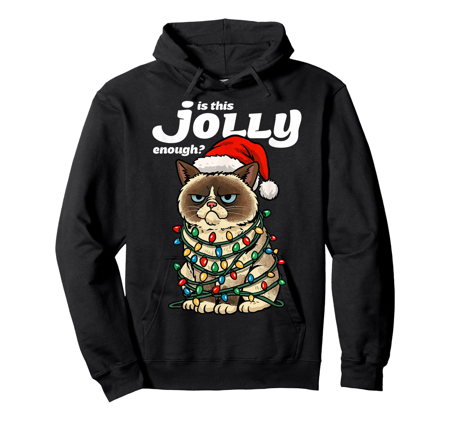 is This Jolly Enough Grumpy Christmas Cat Funny Xmas Lights T-Shirt