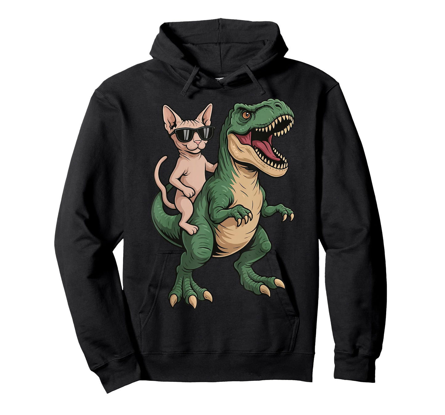 Sphynx Cat Riding T-Rex T-Shirt