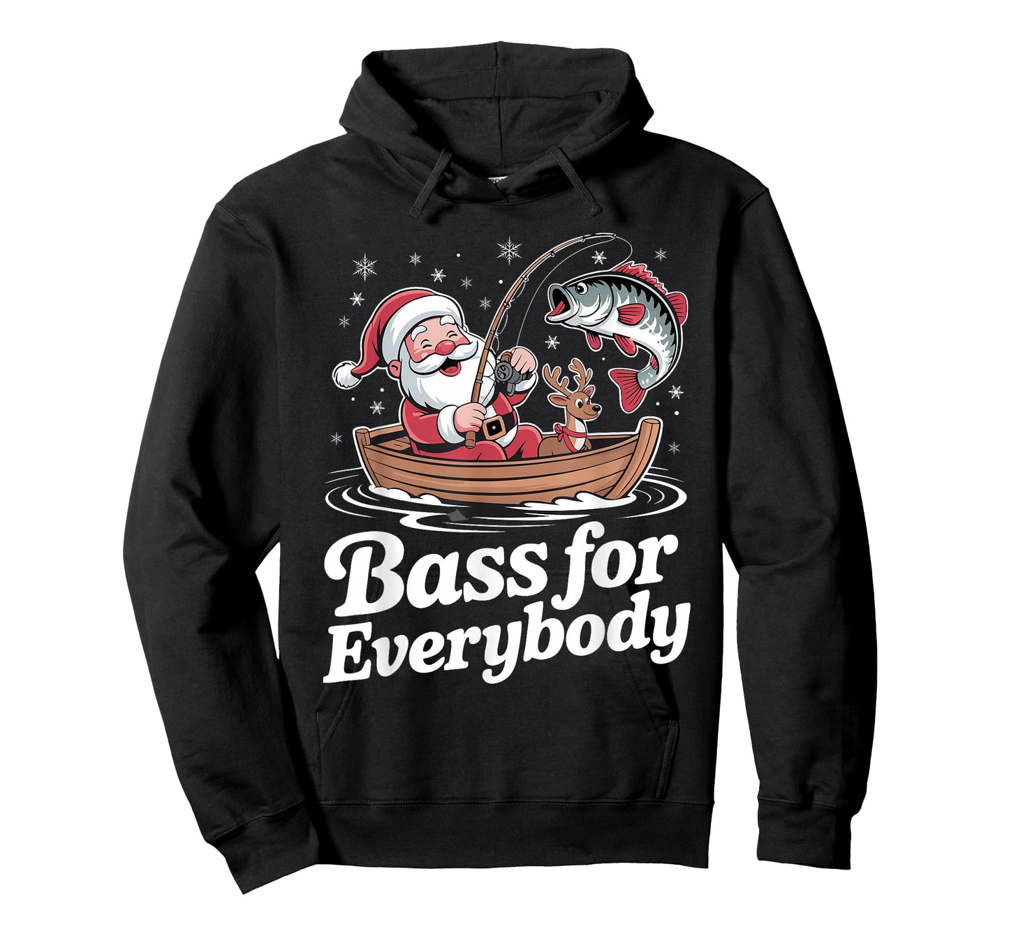 Christmas Santa Bass for Everybody Fishing Holiday Fisherman T-Shirt