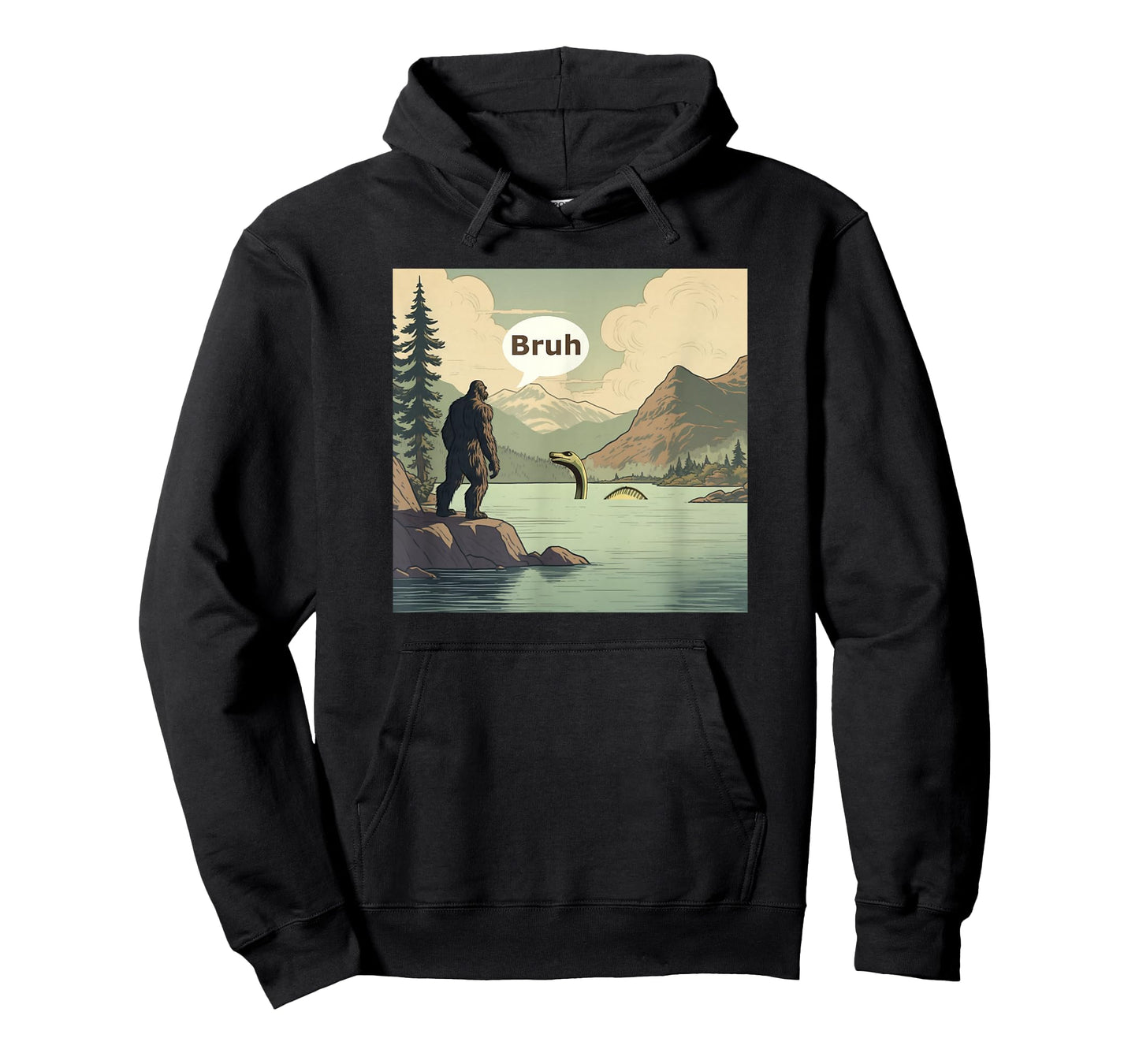Bigfoot Sasquatch Loch Ness Monster Bruh Funny T-Shirt