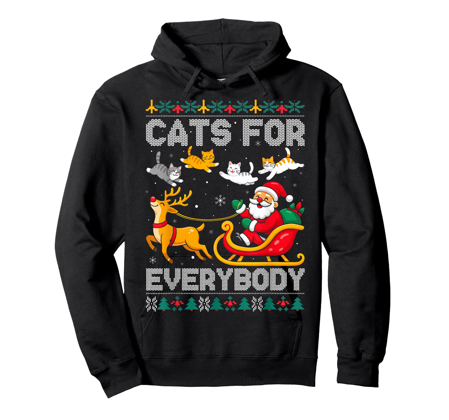Cats for Everybody Christmas Cat Funny Xmas Women Santa Kids T-Shirt