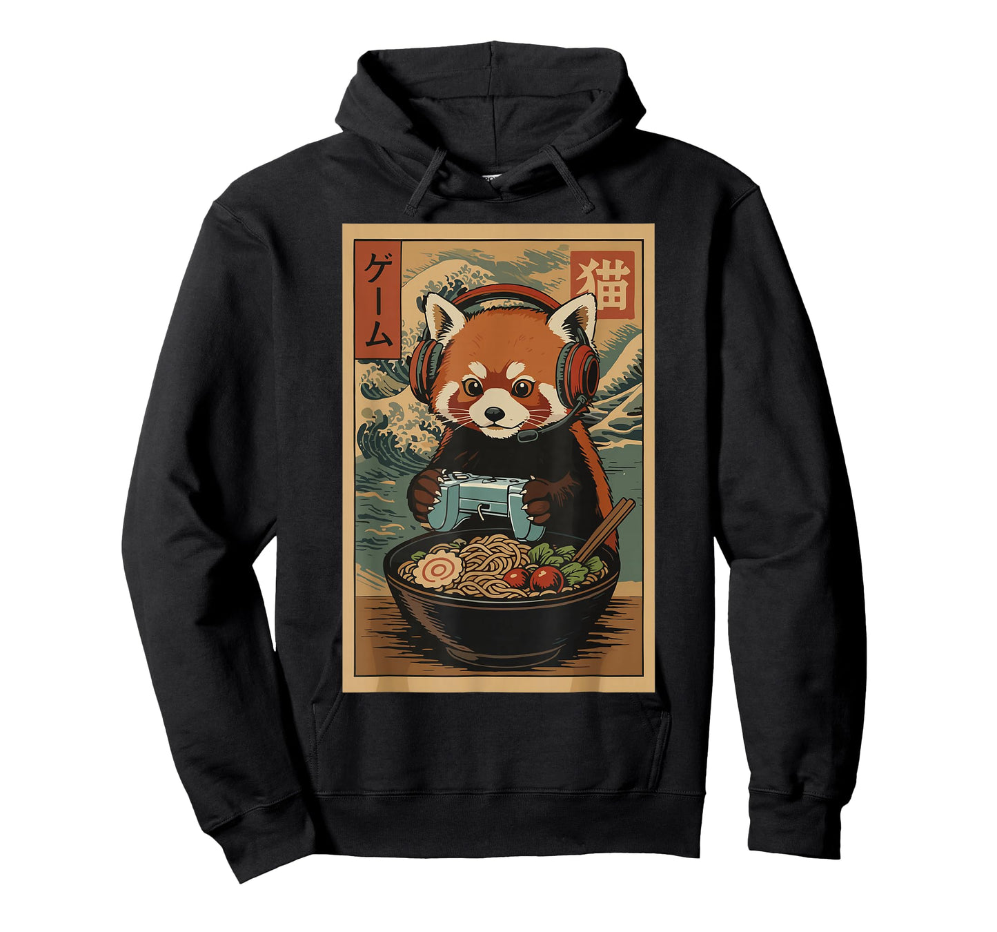 Kawaii Japanese Ramen Red Panda Retro Gaming Shirts for Men T-Shirt
