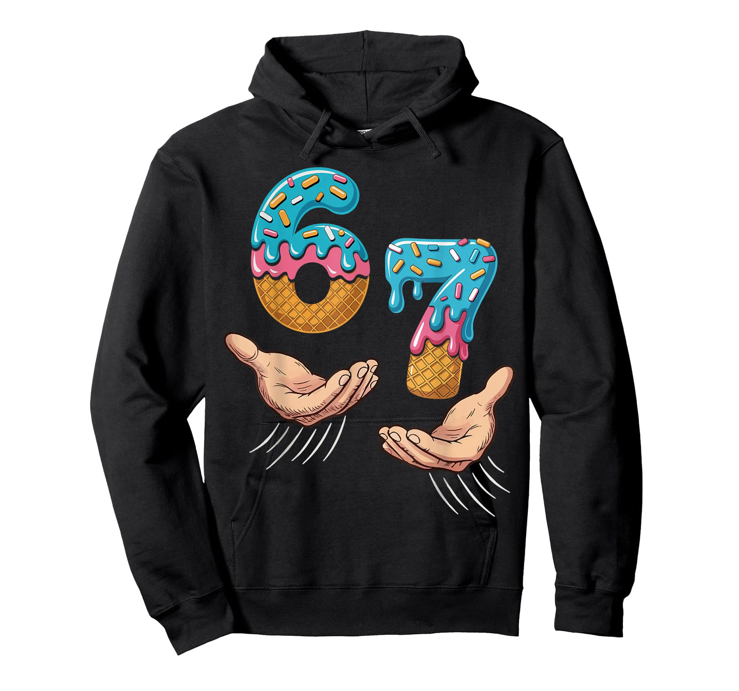 Six Seven 6 7 Ice Cream Hands Meme Graphic for Kids T-Shirt