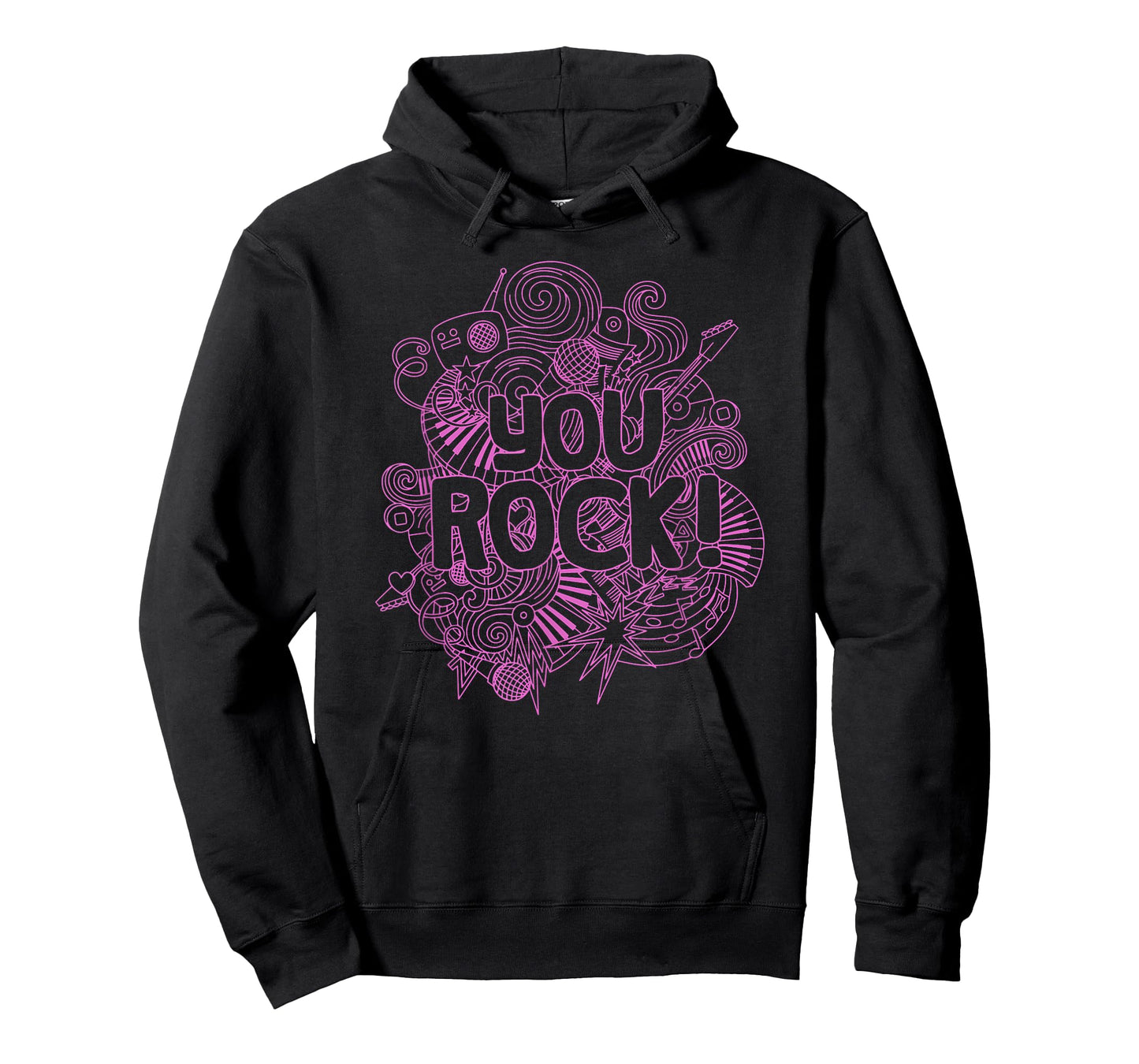 You Rock Music-Themed Coloring Page Style Pink Line Art T-Shirt
