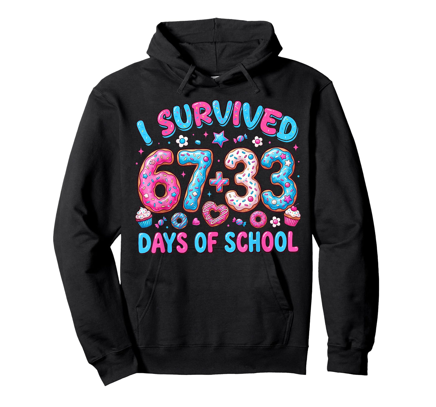 I Survived 67 + 33 Day of School Six Seven Donut Teacher Kid T-Shirt