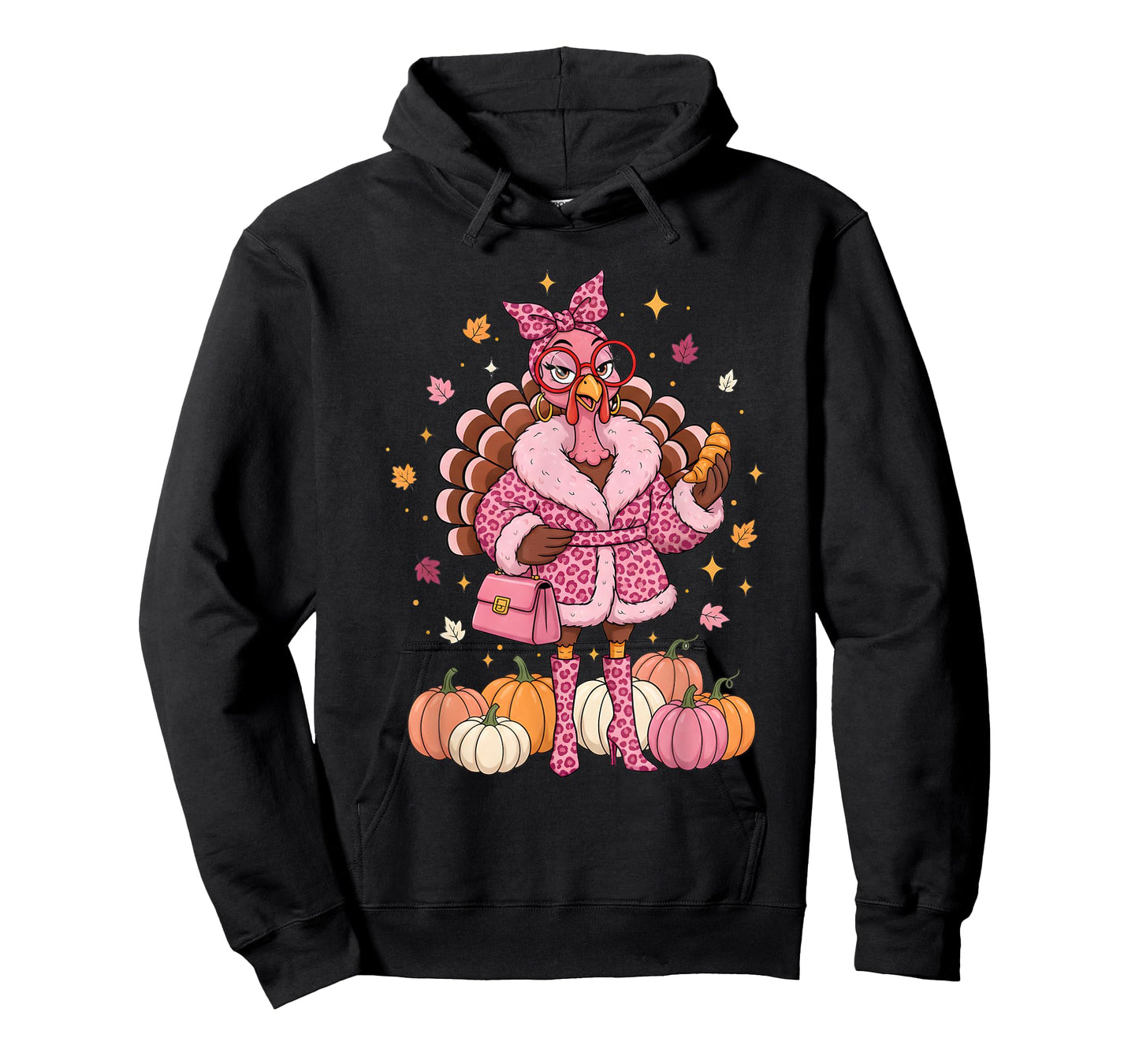 Thanksgiving Turkey Pink Retro Fall Fashion Queen T-Shirt