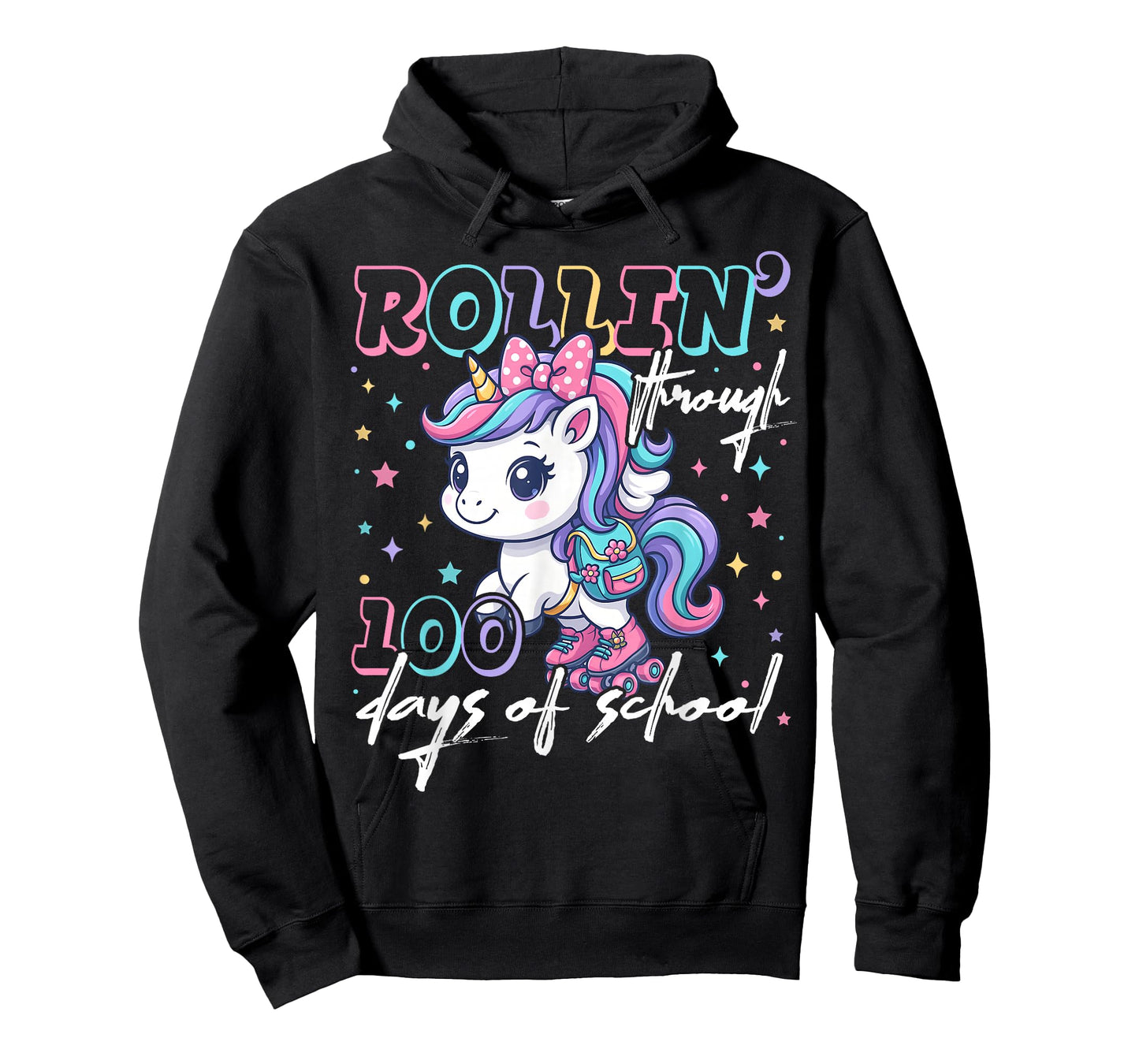 100 Days of School Unicorn 100th Day Roller Skating Girly T-Shirt