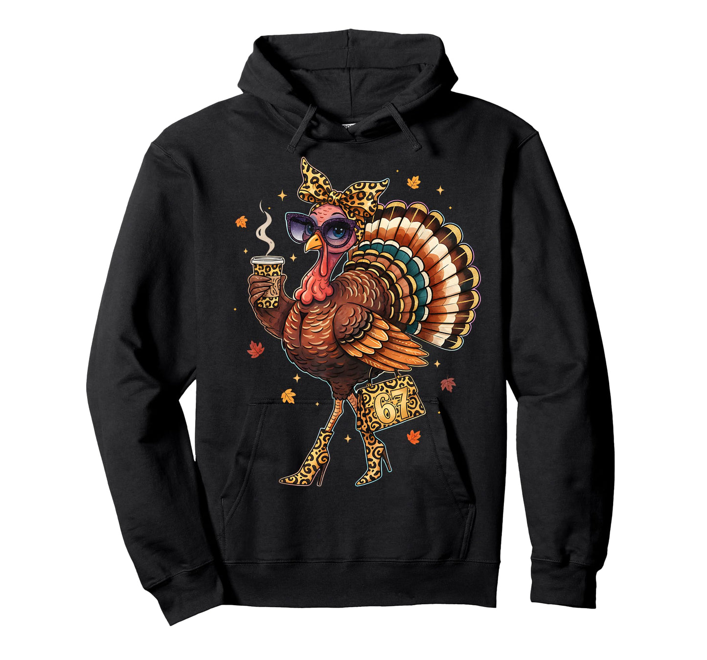 Leopard Coffee 67 Meme Funny Thanksgiving Turkey Women T-Shirt