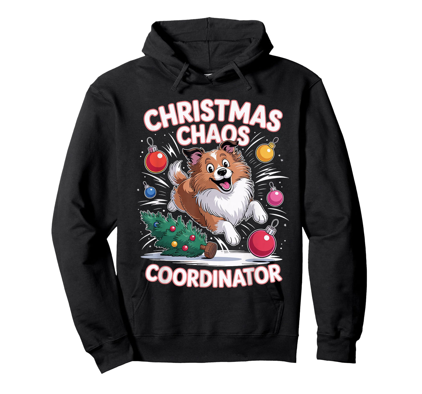 Christmas Chaos Coordinator Puppy Funny Shetland Sheepdog T-Shirt
