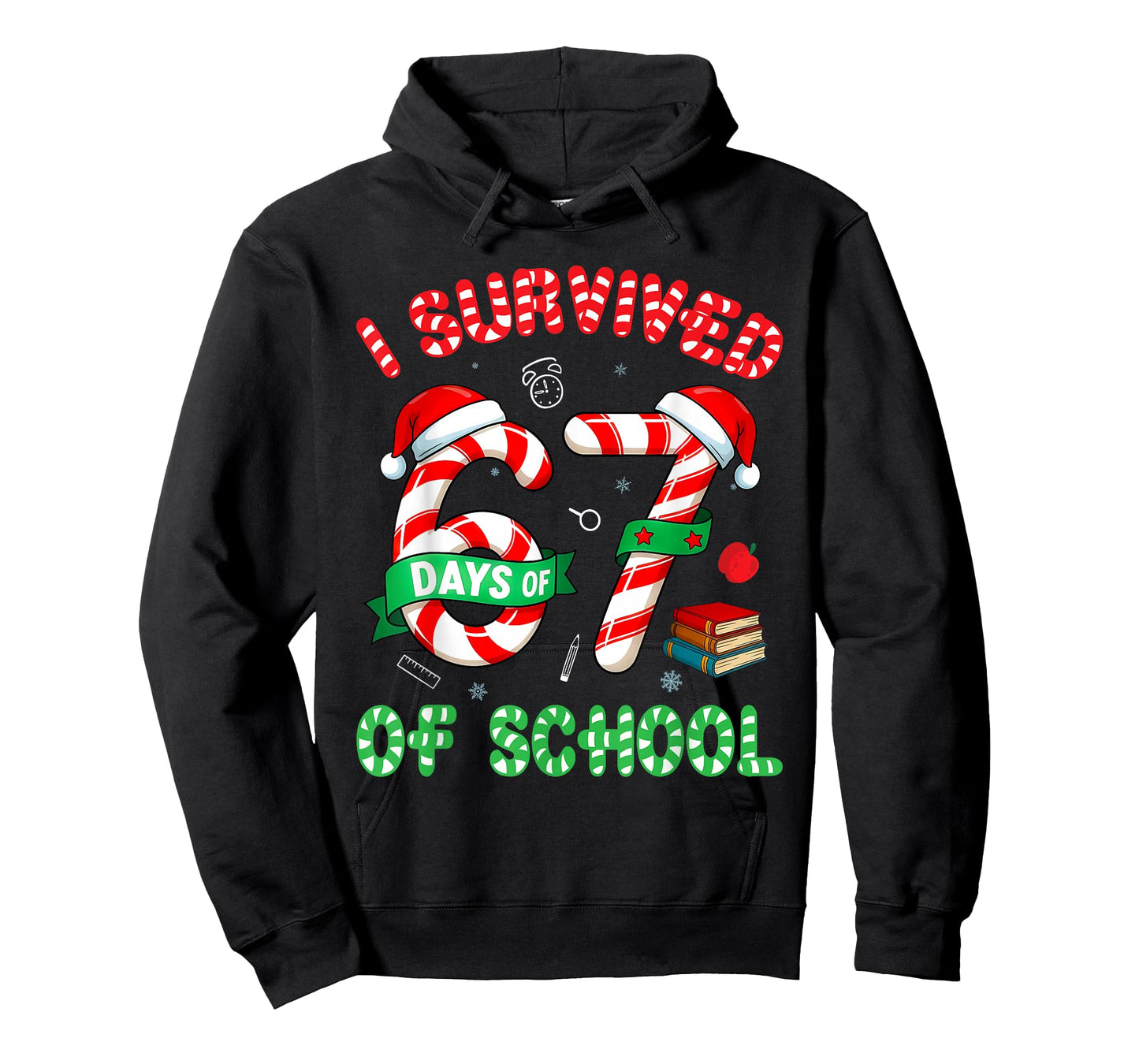I Survived 67 Days of School Candy Cane Christmas Meme T-Shirt