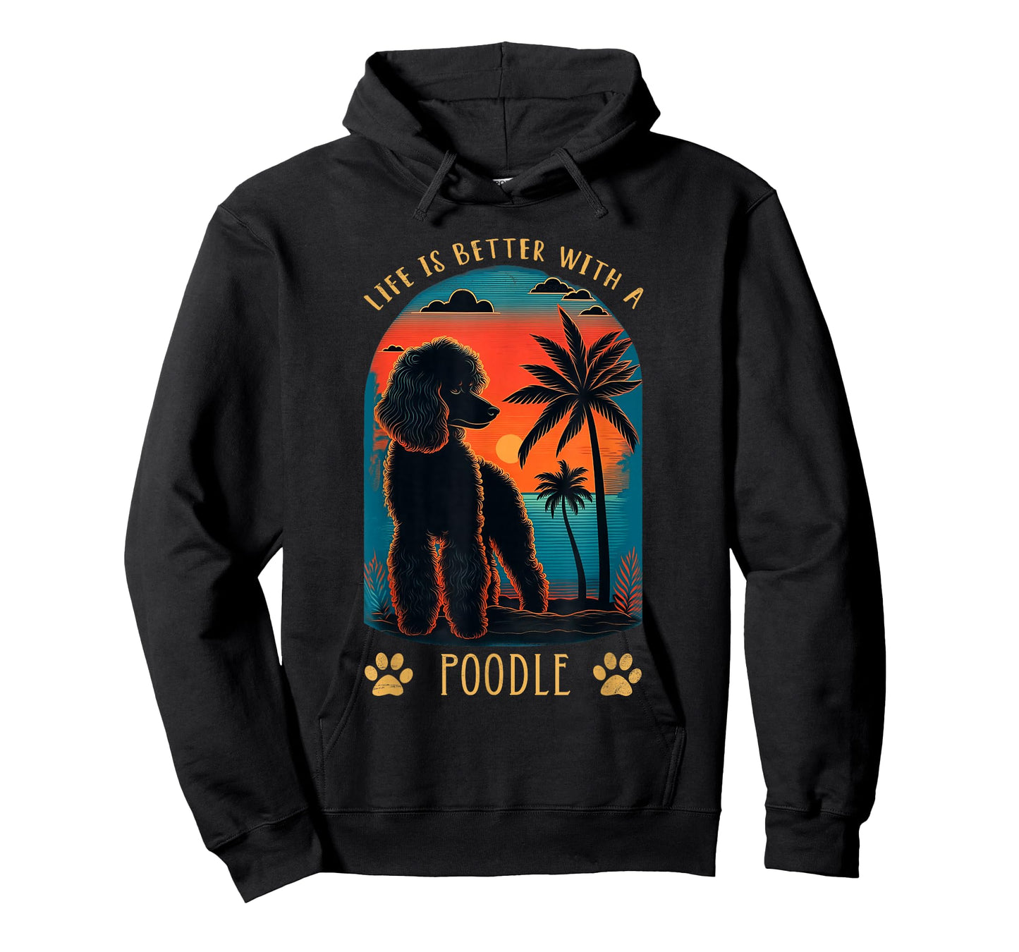Life is Better with A Poodle Sunset Beach Retro Dog Gift T-Shirt