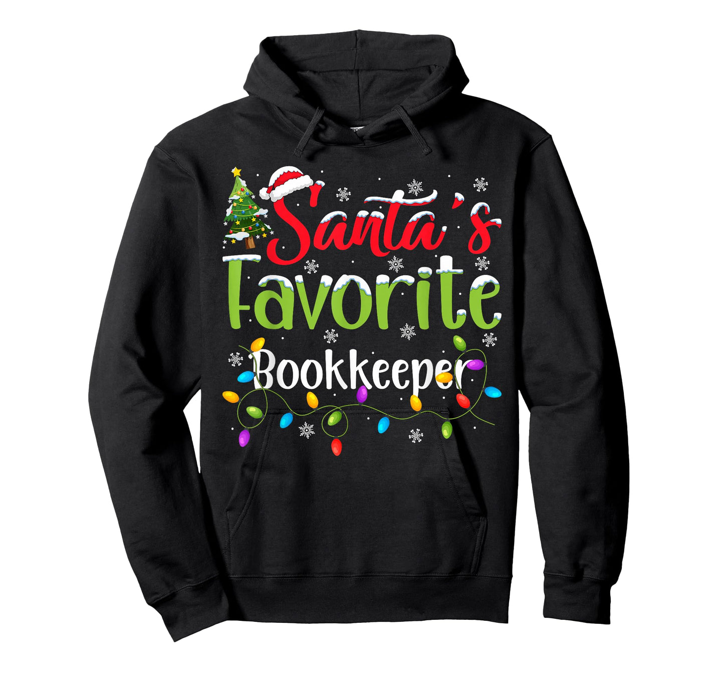 Santa Favorite Bookkeeper Christmas Lights Funny Family Xmas T-Shirt