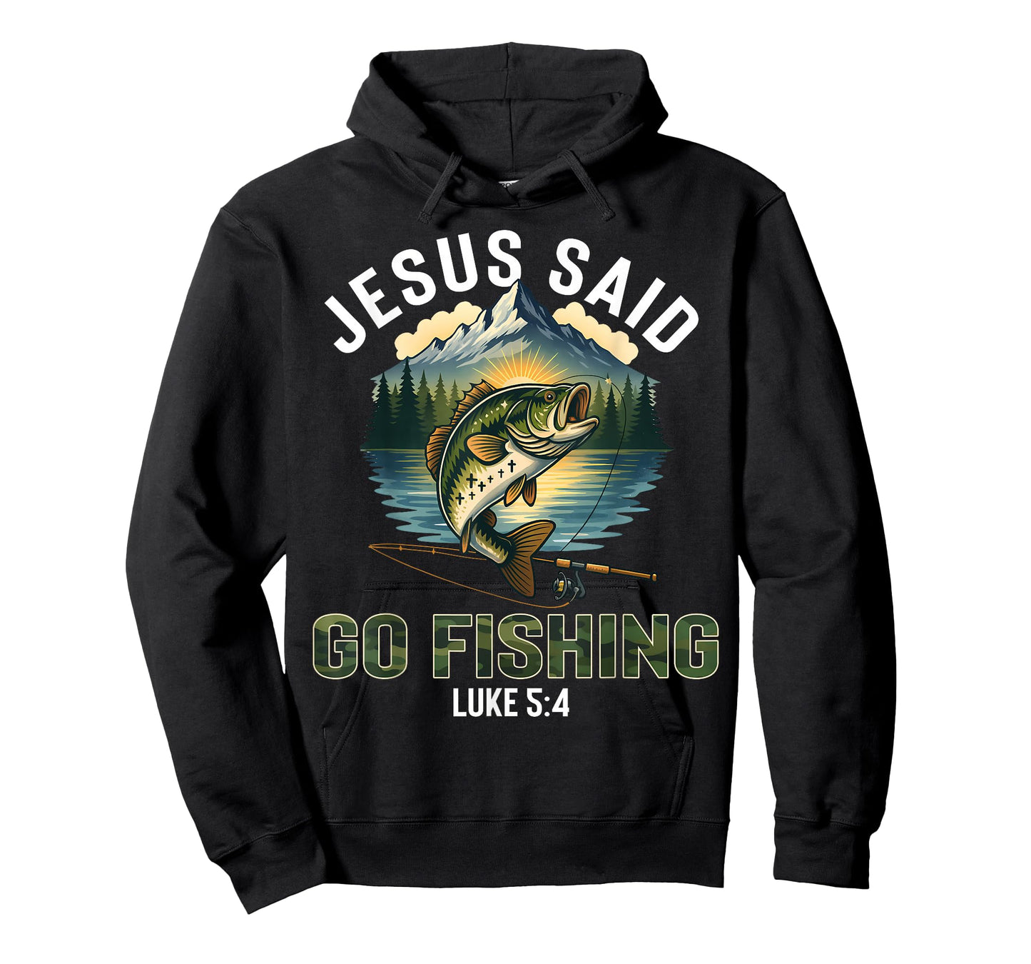 Jesus Said Go Fishing Bible Verse Fisherman Christian Luke T-Shirt