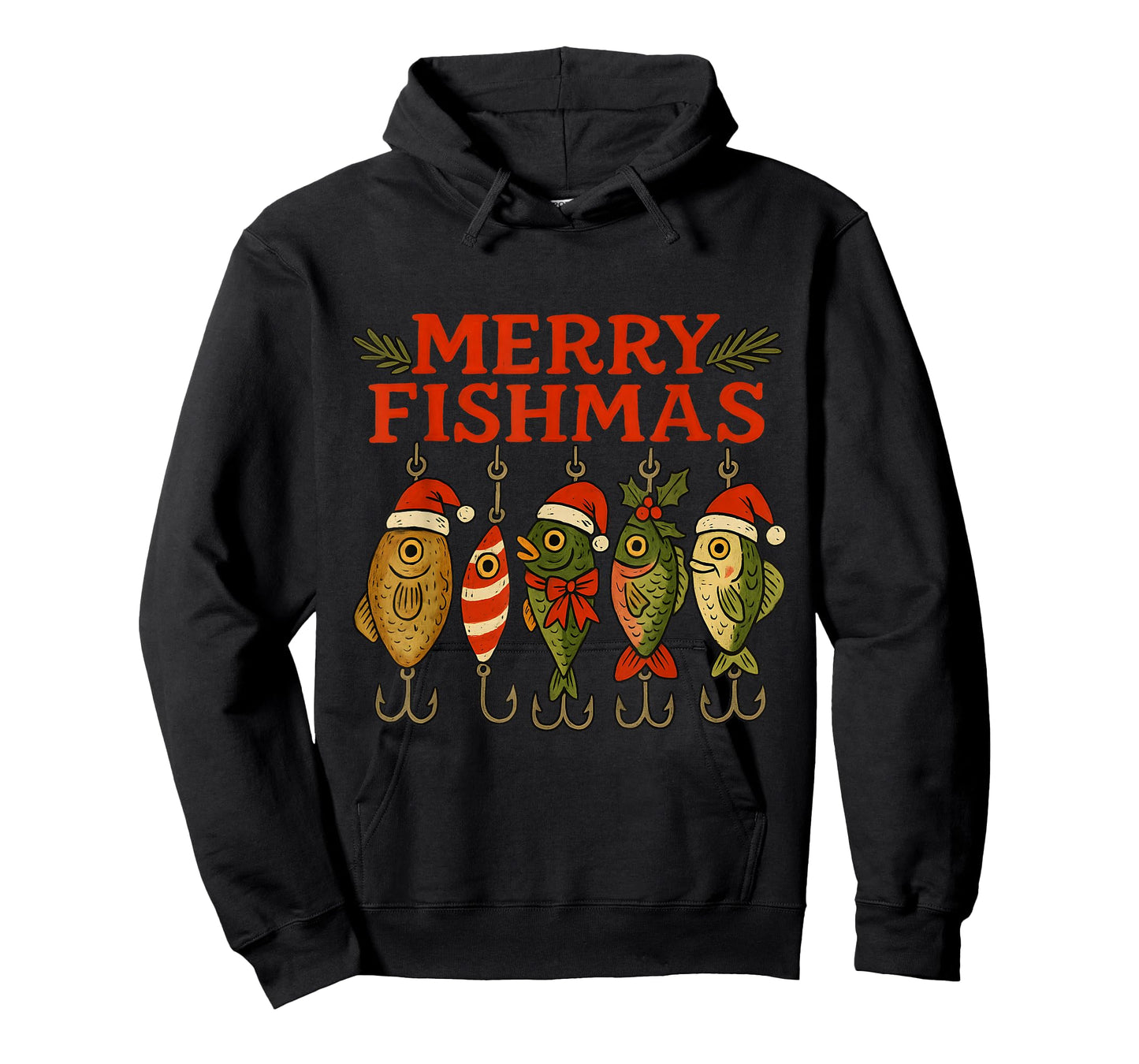 Merry Fishmas Funny Fishing Christmas Holiday Pun Design T-Shirt