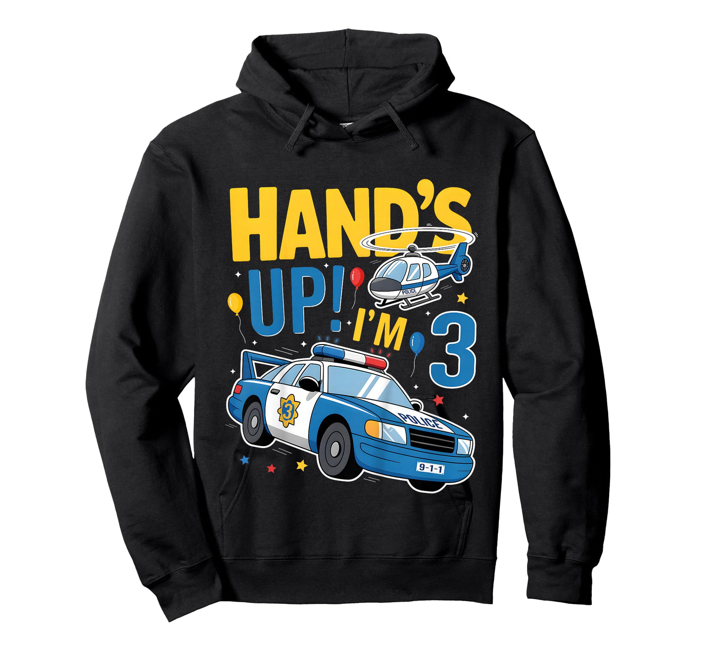 Police 3rd Birthday Boy Girl 3 Year Old Policeman Police Car T-Shirt