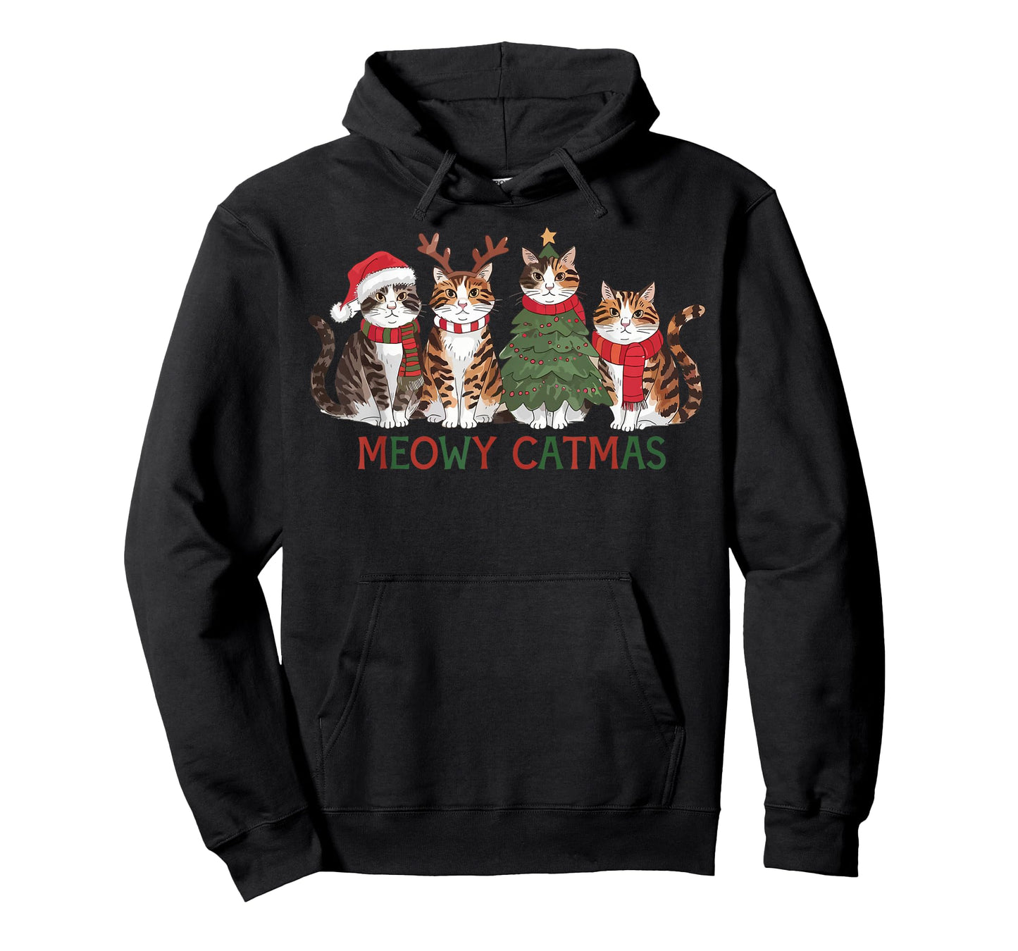 Meowy Catmas Cat Christmas Cute Kitten Cats Santa Hat Xmas T-Shirt