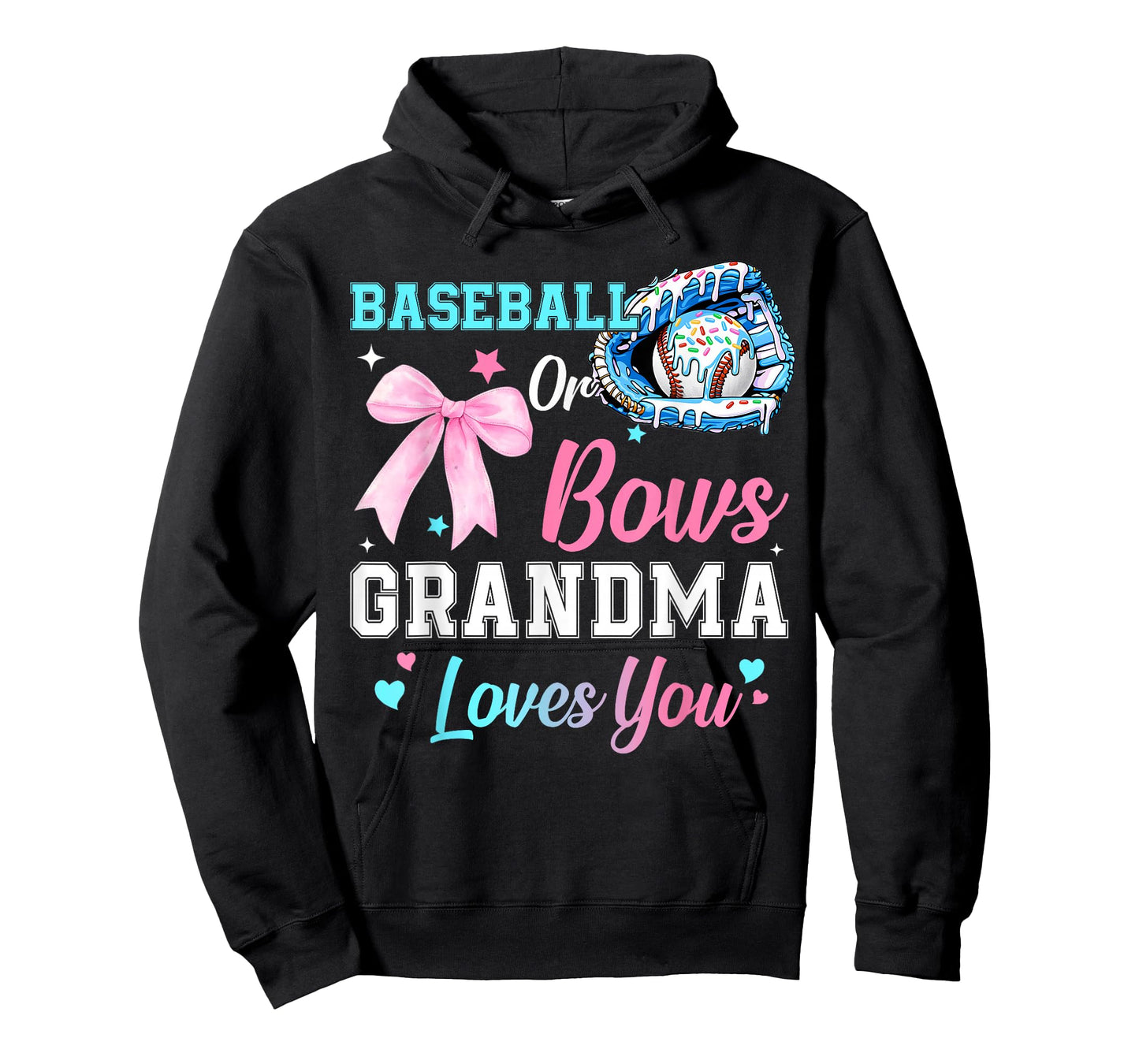 Baseball Or Bows Your Grandma Loves You Gender Reveal T-Shirt