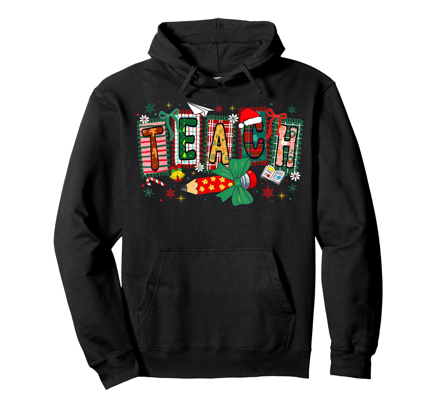 Preppy Teach Merry Christmas Pencil Coquette Bow Teacher T-Shirt