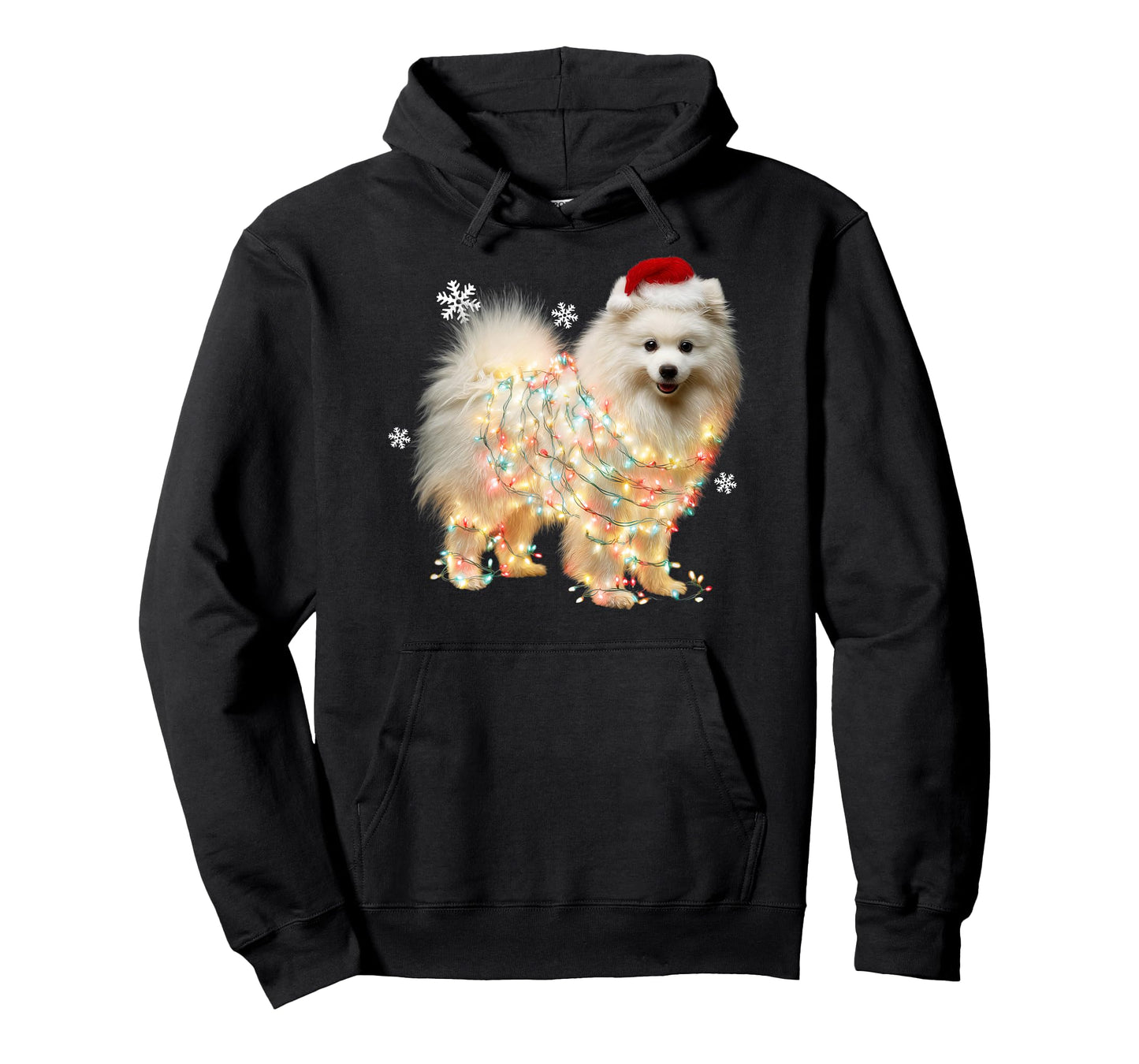 Funny American Eskimo Dog Santa Merry Christmas Lights T-Shirt