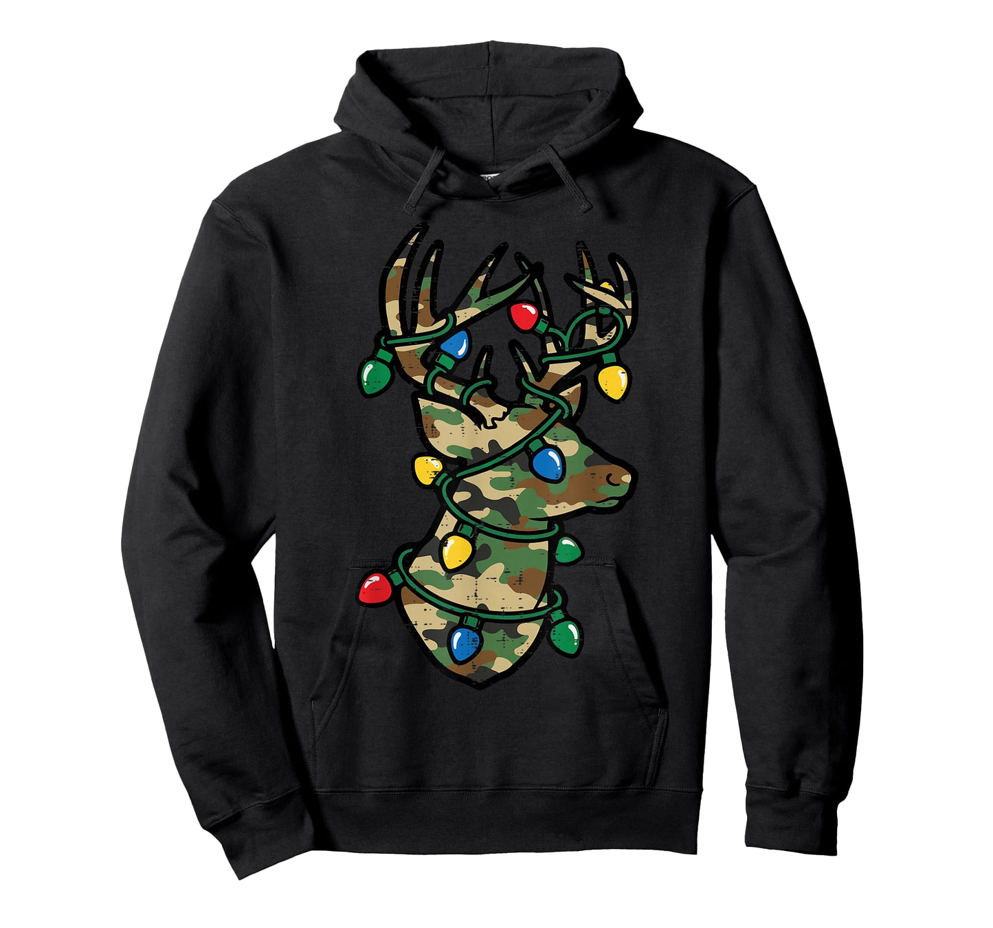 Christmas Reindeer Silhouette Camo Xmas Lights Men Women Kid T-Shirt
