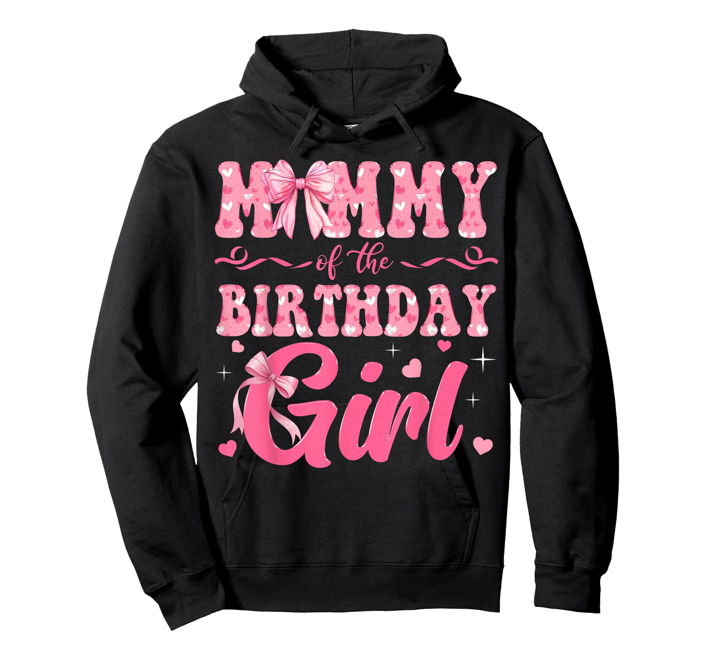 Mommy of The Birthday Girl Family Pink Coquette Bow T-Shirt