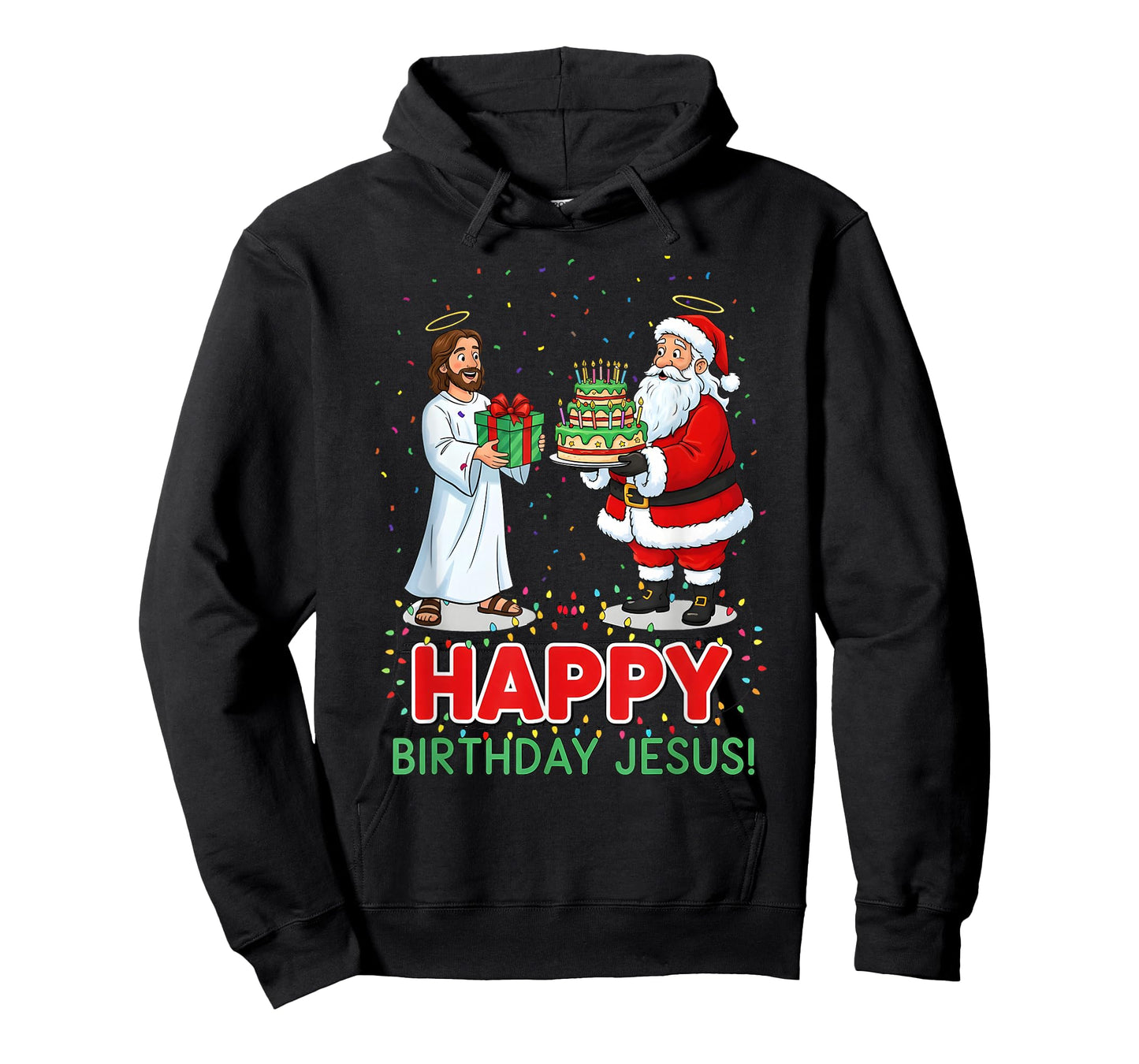 Happy Birthday Jesus Christian Christmas Santa and Jesus Fun T-Shirt