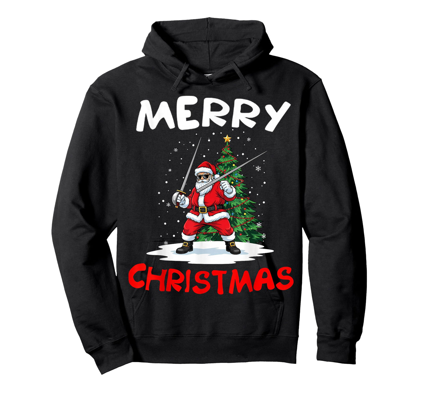 Merry Christmas Santa Playing Fencing Lover T-Shirt
