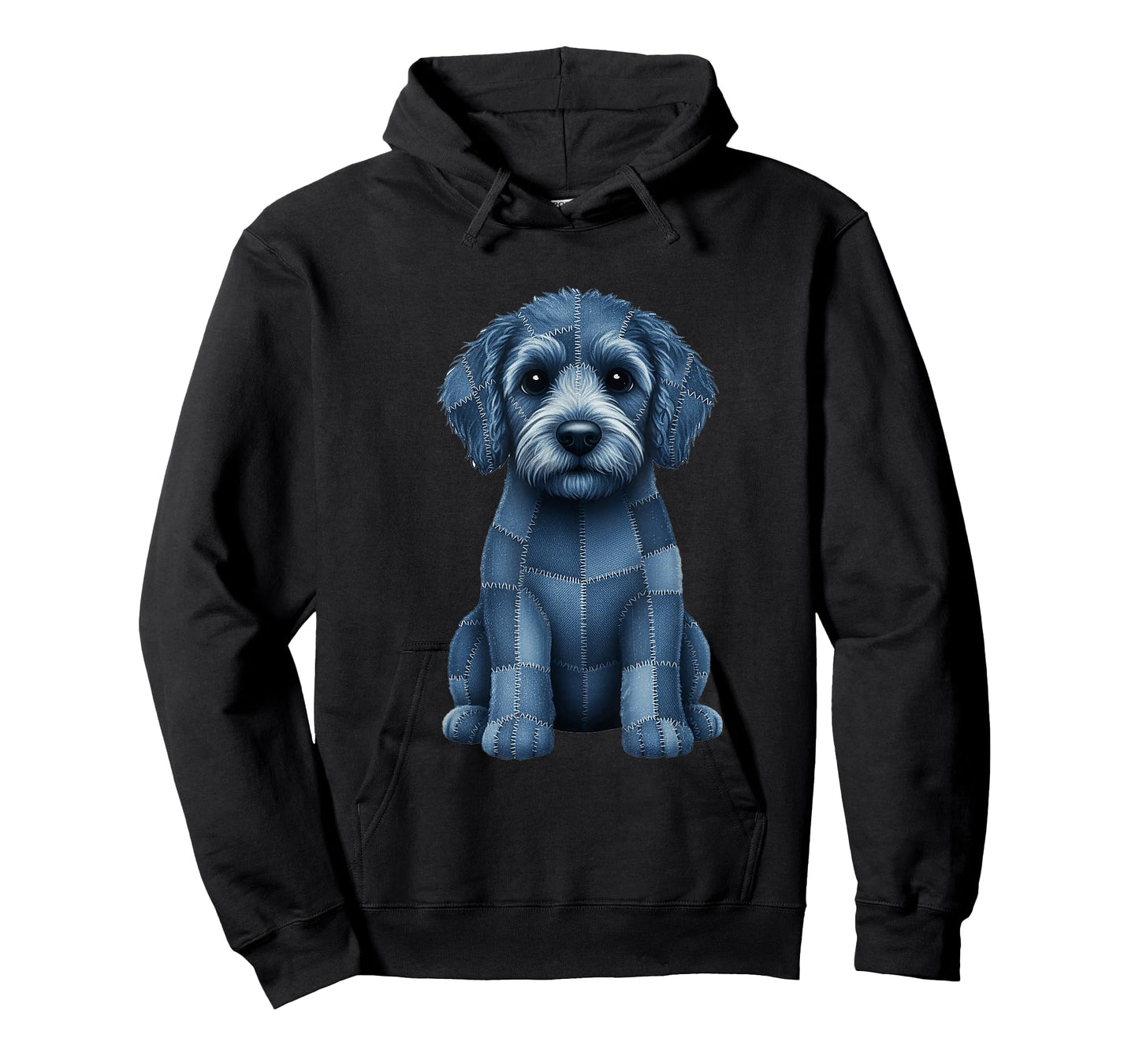 Funny Goldendoodle Dog Blue Denim Patchwork Pattern T-Shirt