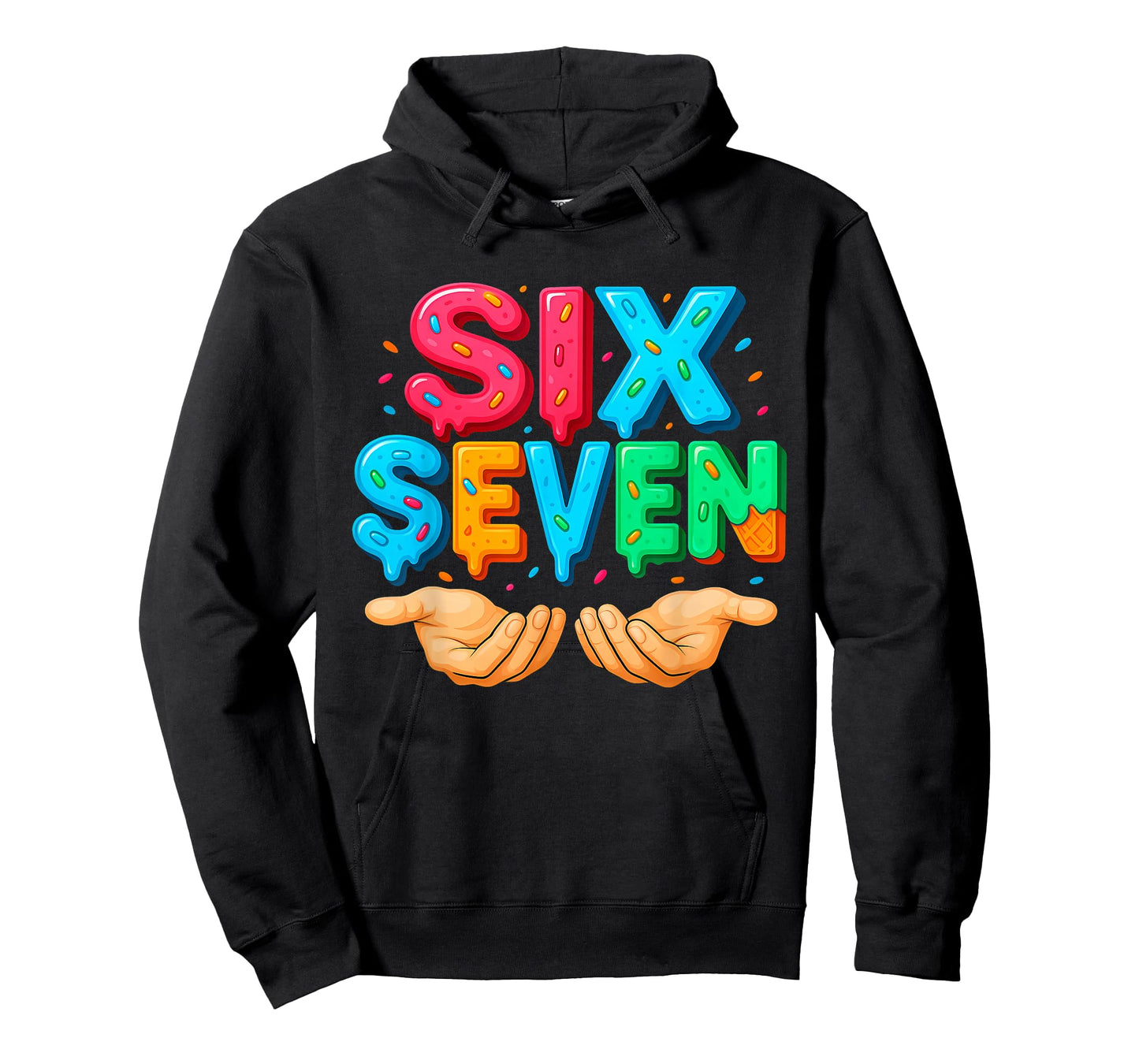Six Seven Hands Ice Cream Drip 67 Funny Meme T-Shirt