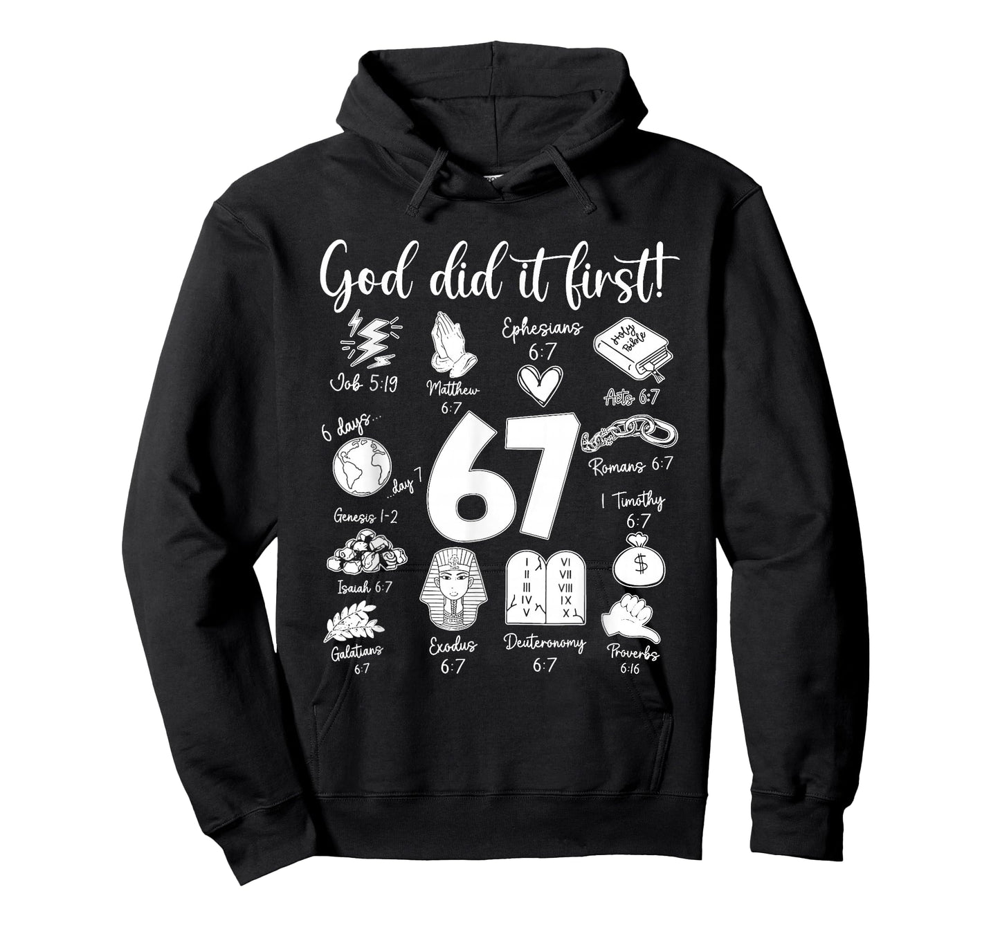 Vintage God Did It First 67 Six Seven Meme Christian Bible T-Shirt