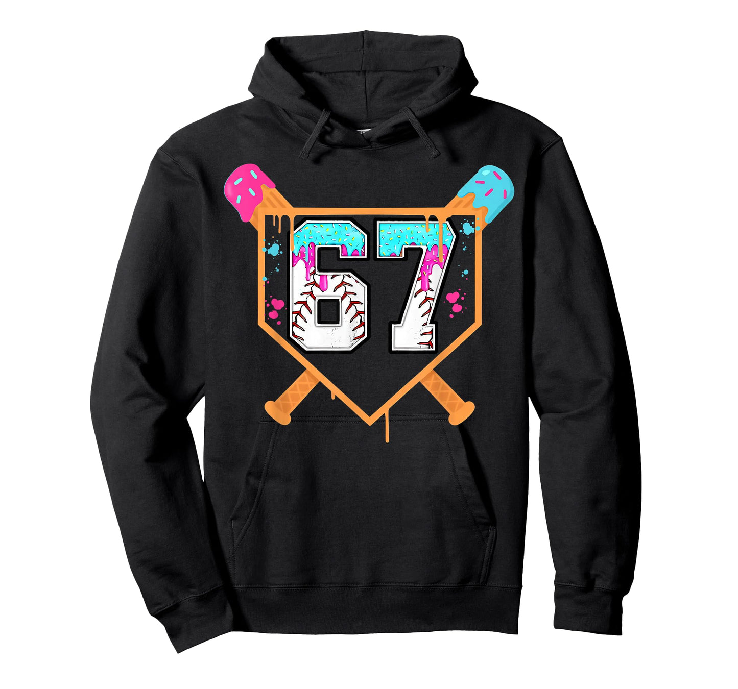 Baseball Ice Cream Drip Number 67 Player Six Seven Meme 6 7 T-Shirt