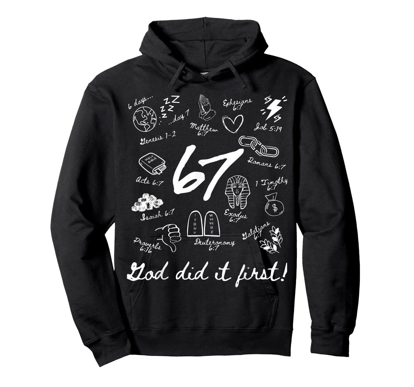 Vintage God Did It First 67 Six Seven Meme Christian Bible T-Shirt