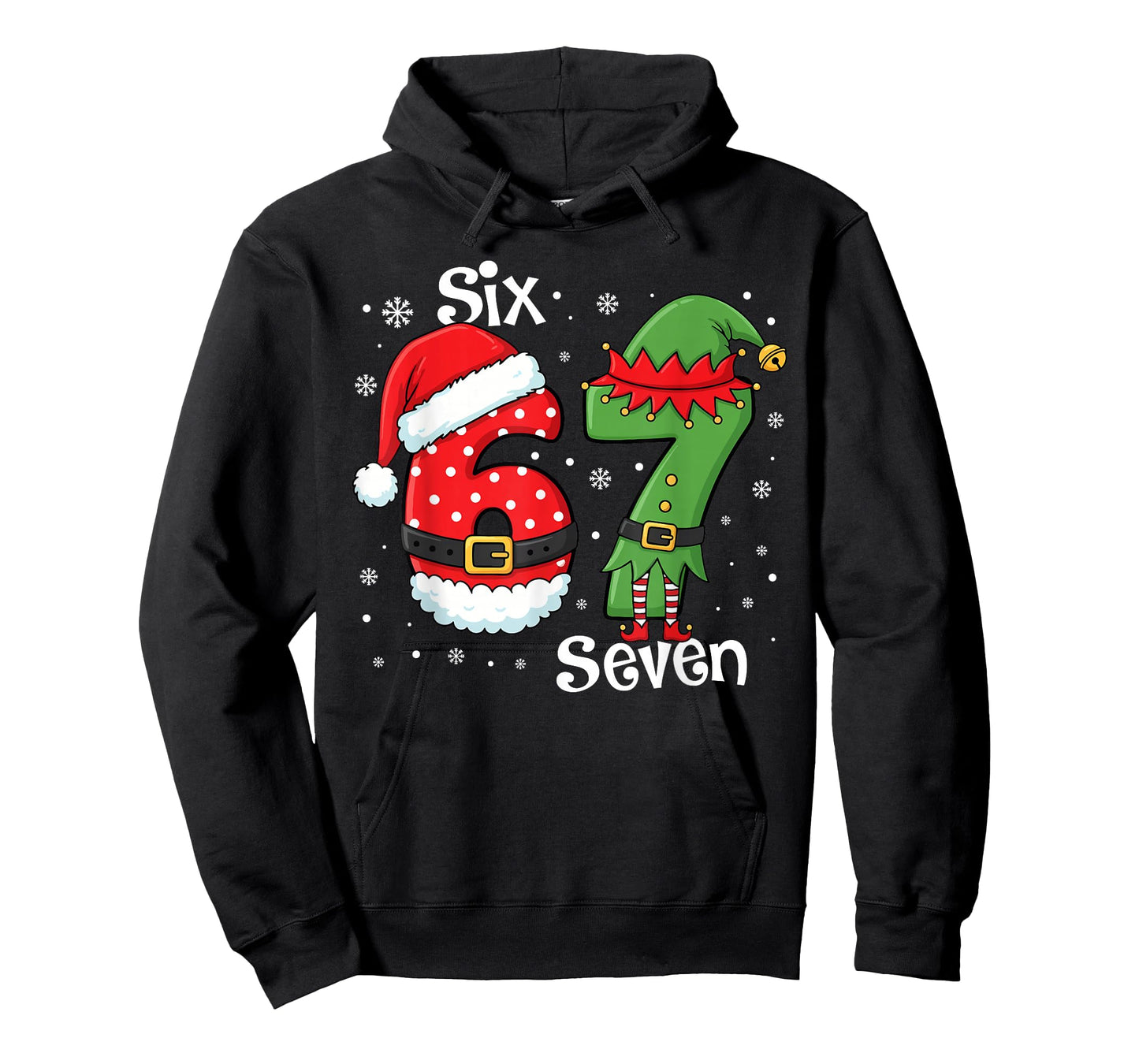 Funny 67 Six Seven Meme 6 7 Elf Santa Christmas Pajamas Kids T-Shirt