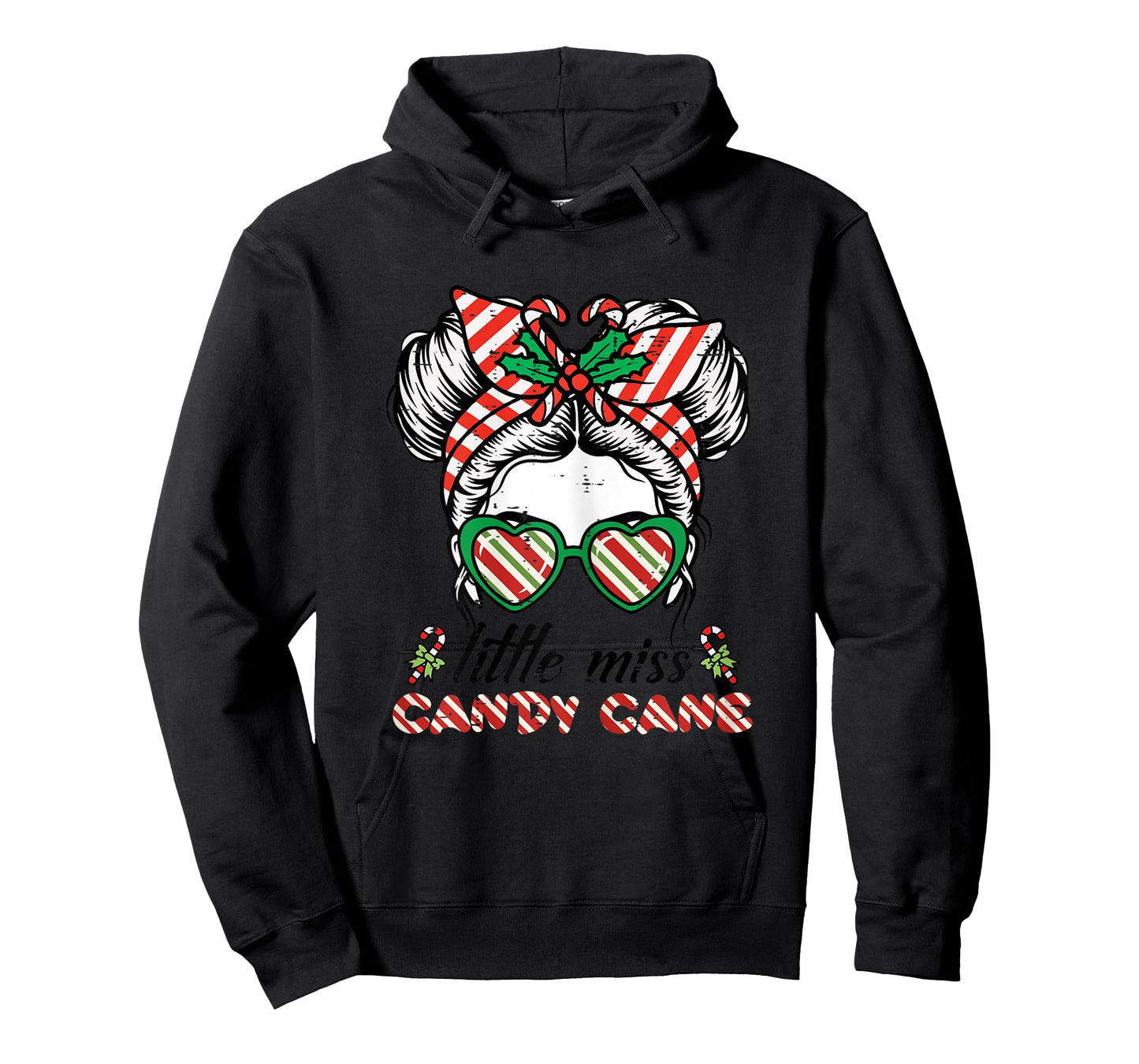 Christmas Miss Candy Cane Bun Little Xmas Girls Kids Toddler T-Shirt
