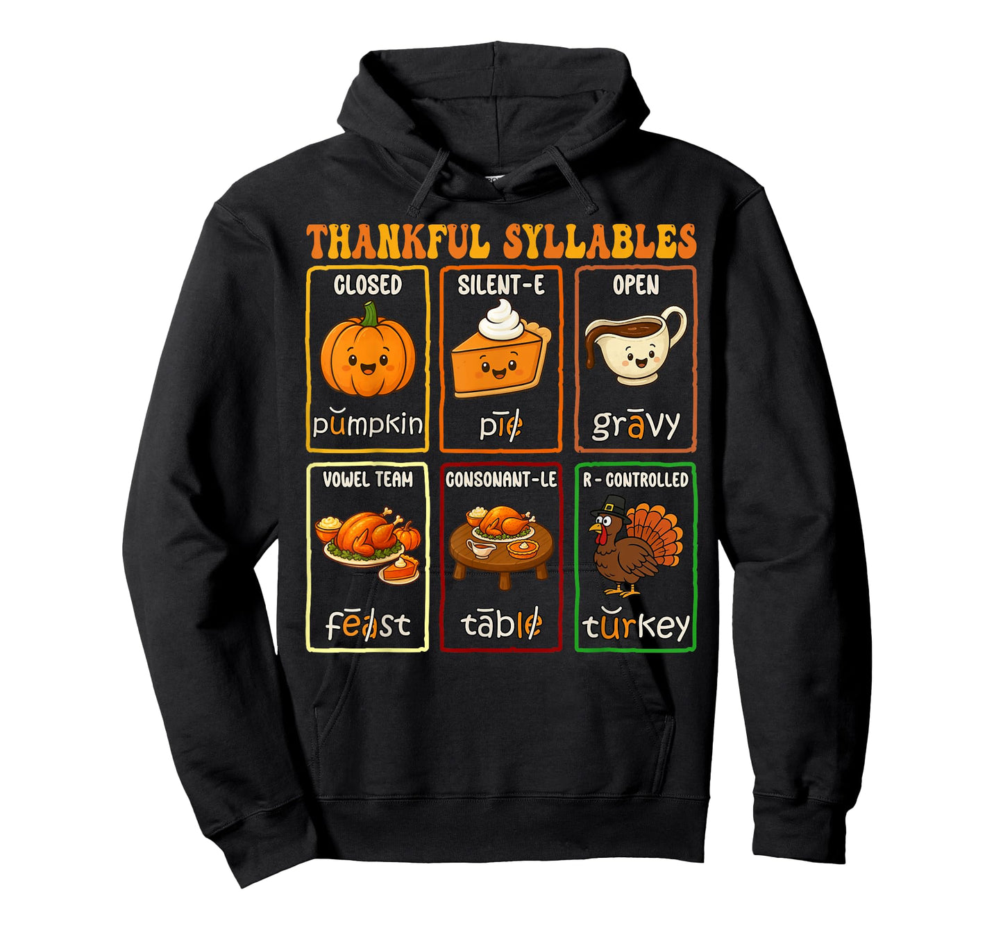 Thankful Syllables Thanksgiving Phonics Reading Teacher Fall T-Shirt